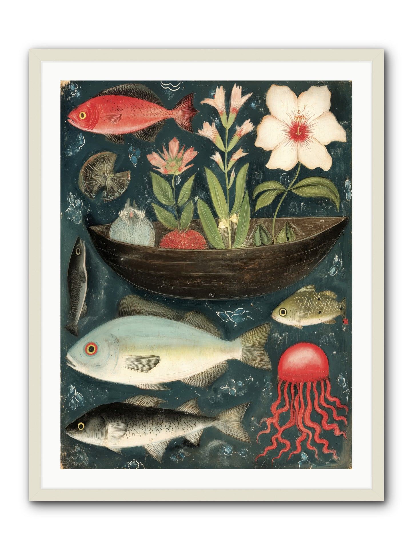 Deep Blue Diary -- Framed Print - White 30x40