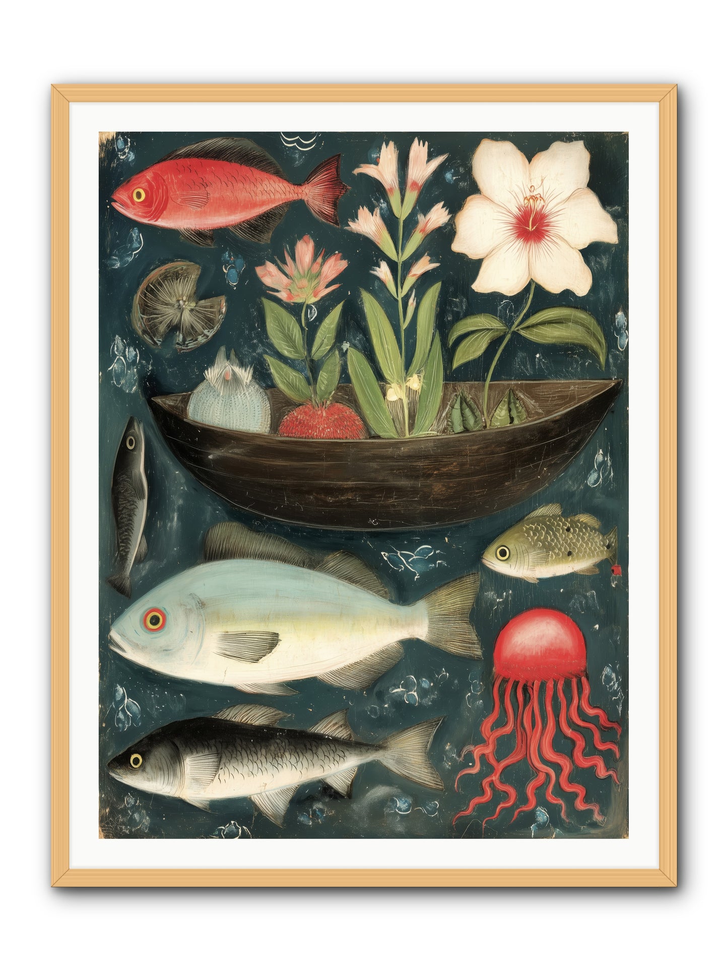 Deep Blue Diary -- Framed Print - Natural 36x48