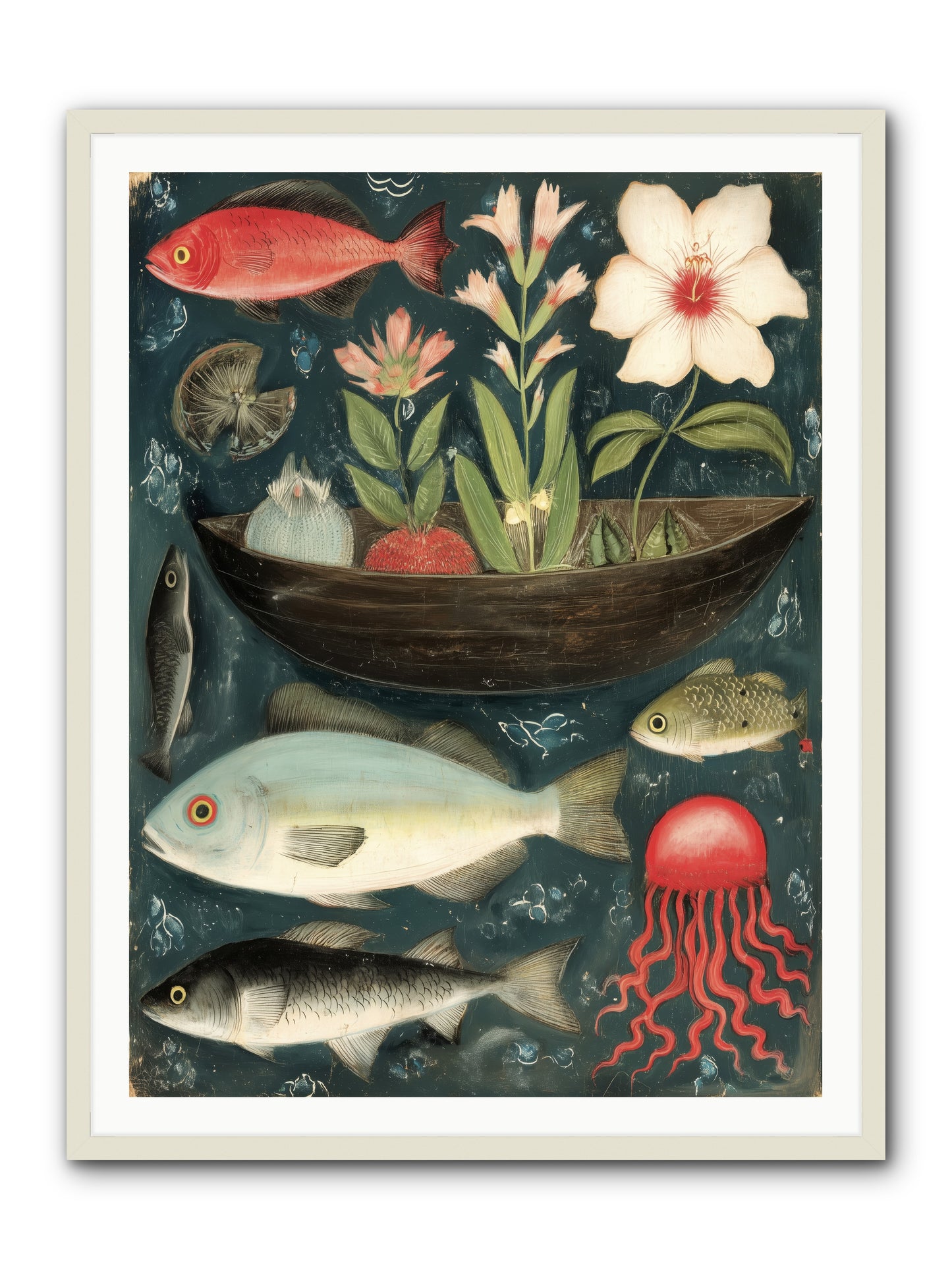 Deep Blue Diary -- Framed Print - White 36x48