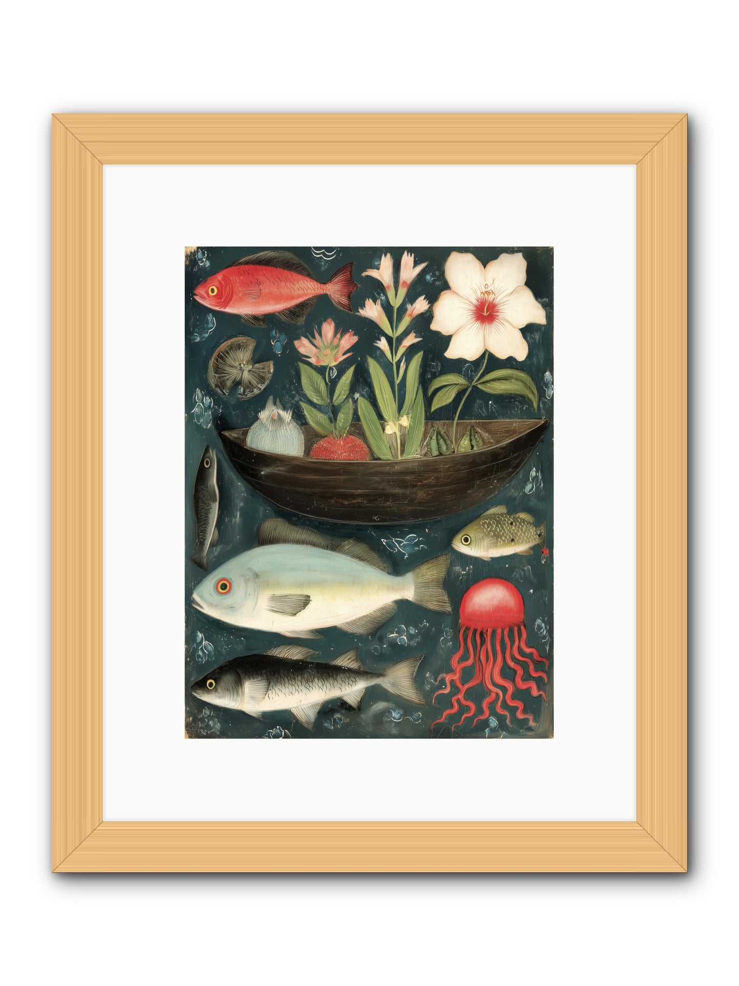 Deep Blue Diary -- Framed Print - Natural 9x12