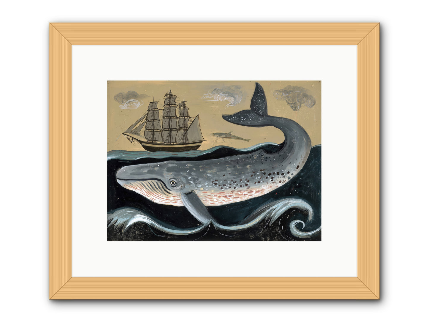 Deep Blue Pages -- Framed Print - Natural 12x9