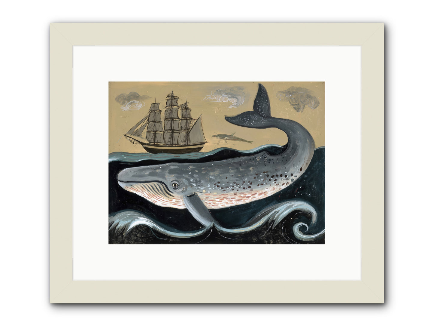 Deep Blue Pages -- Framed Print - White 12x9