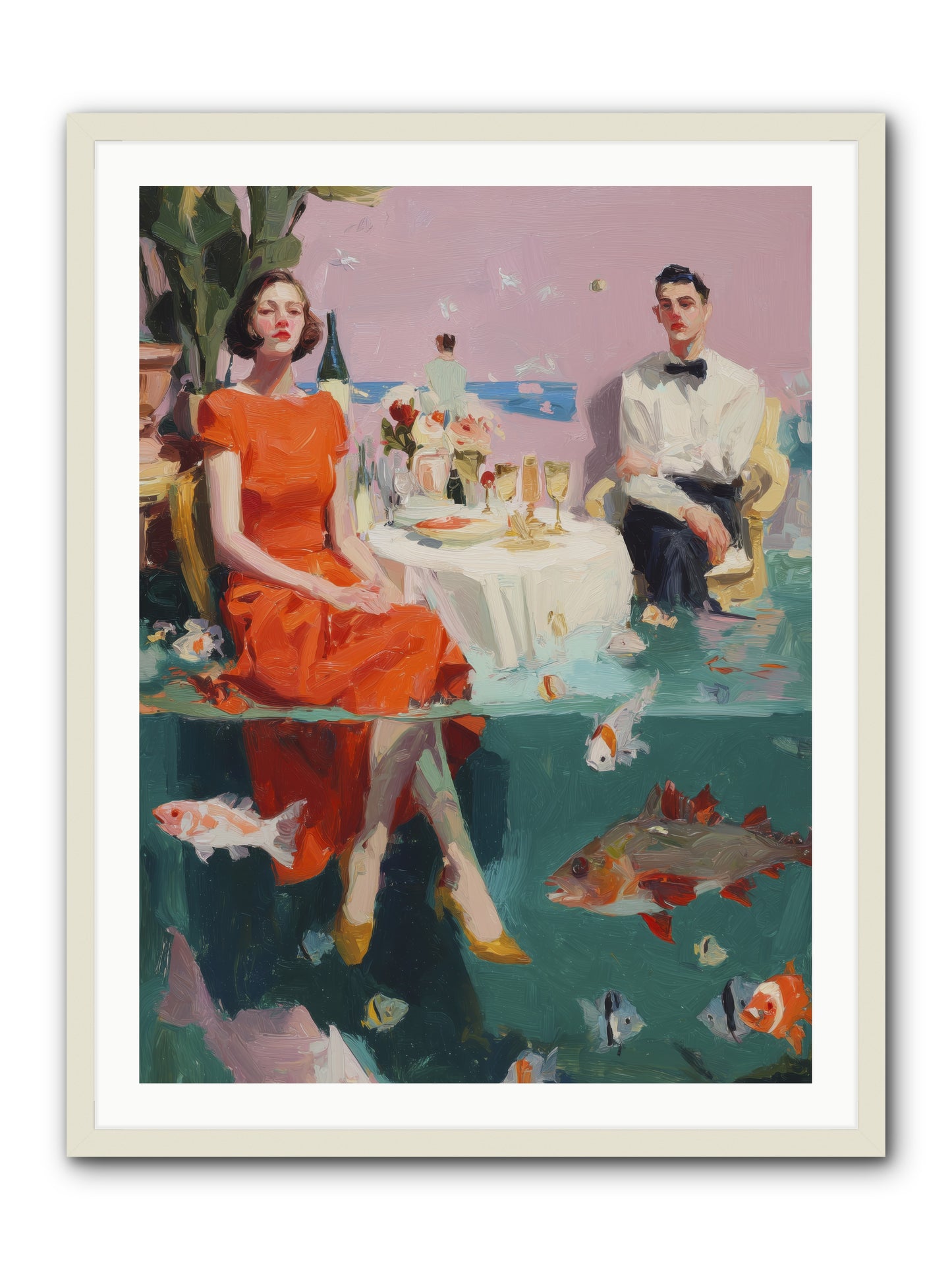 Deep Blue Seduction -- Framed Print - White 30x40