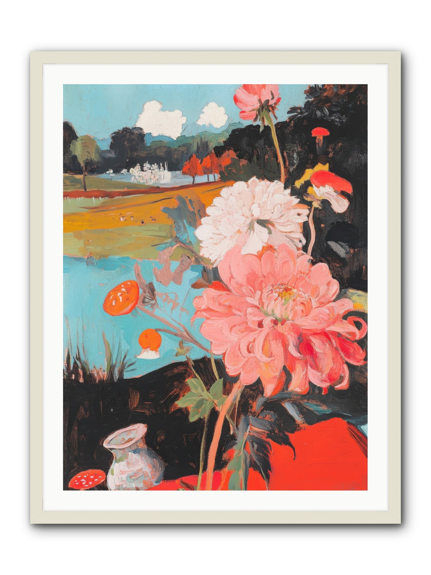 Defiant Blooms -- Framed Print - White 30x40