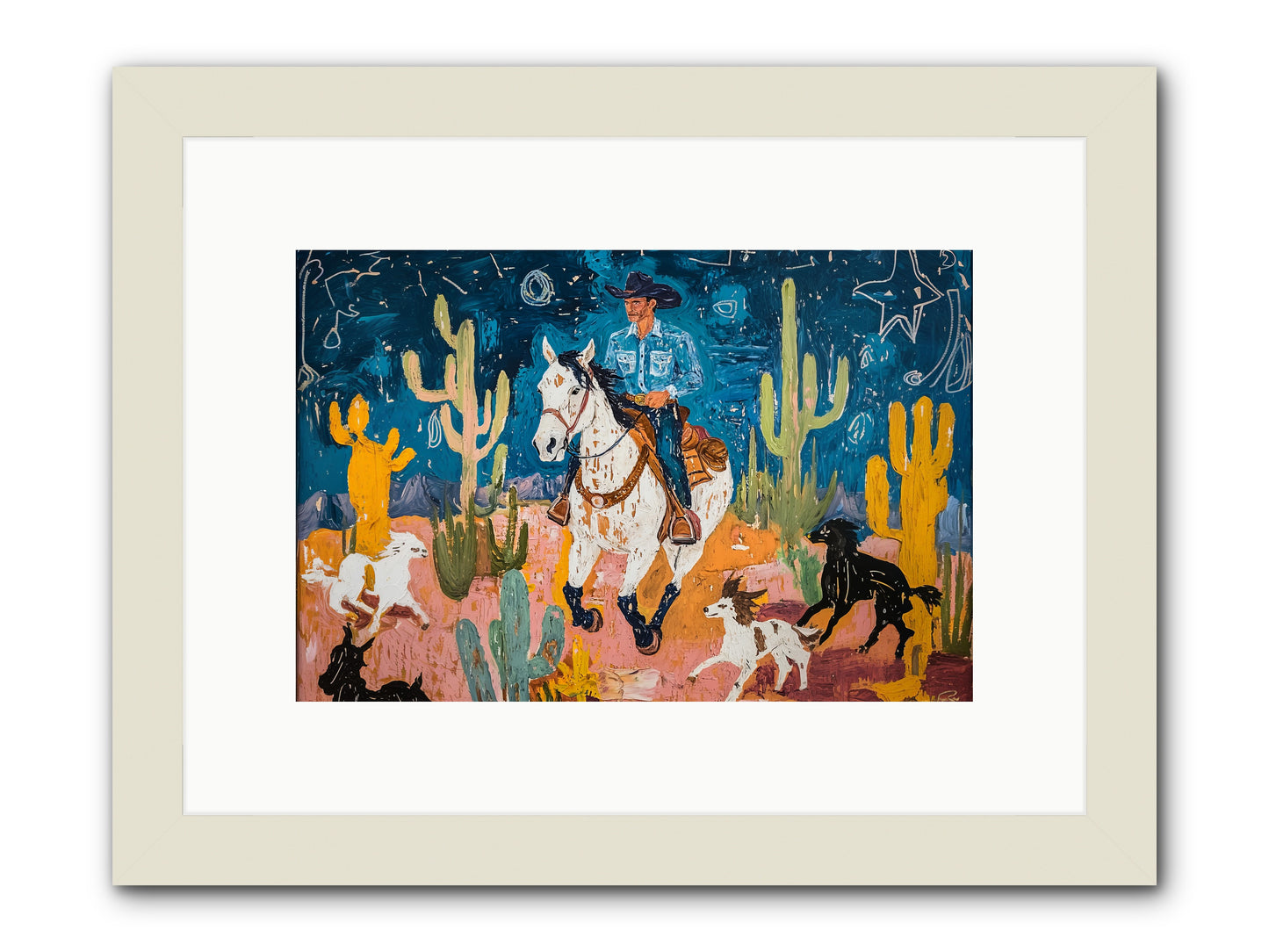 Desert Stars -- Framed Print - White 12x8