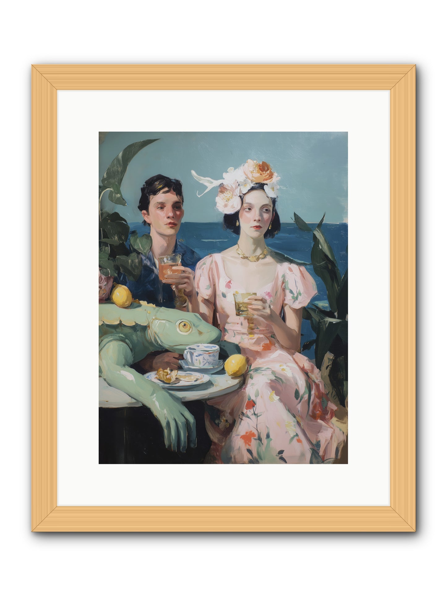 Dinner Party Plot Twist -- Framed Print - Natural 12x16