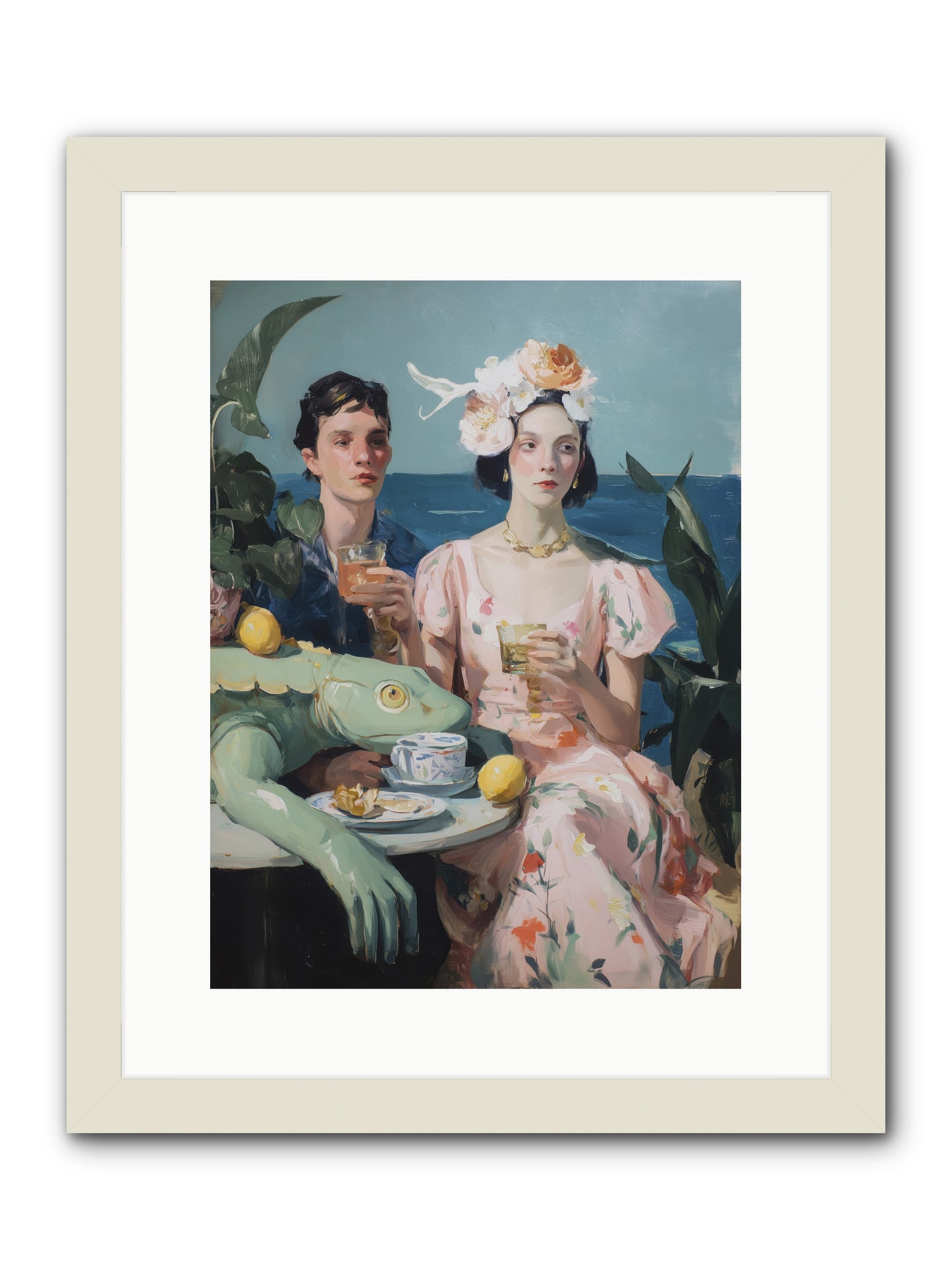 Dinner Party Plot Twist -- Framed Print - White 12x16