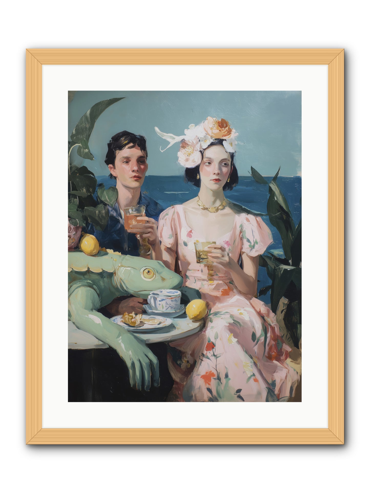 Dinner Party Plot Twist -- Framed Print - Natural 18x24