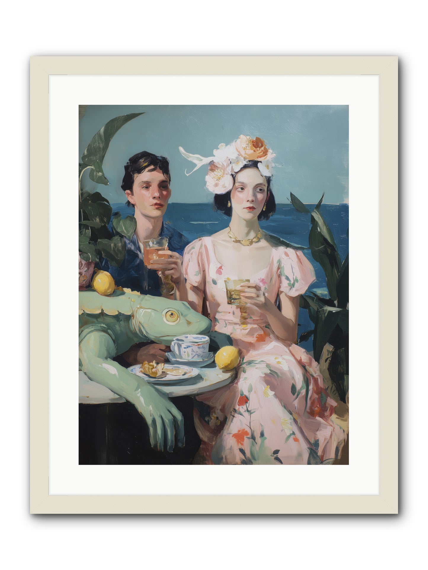 Dinner Party Plot Twist -- Framed Print - White 18x24