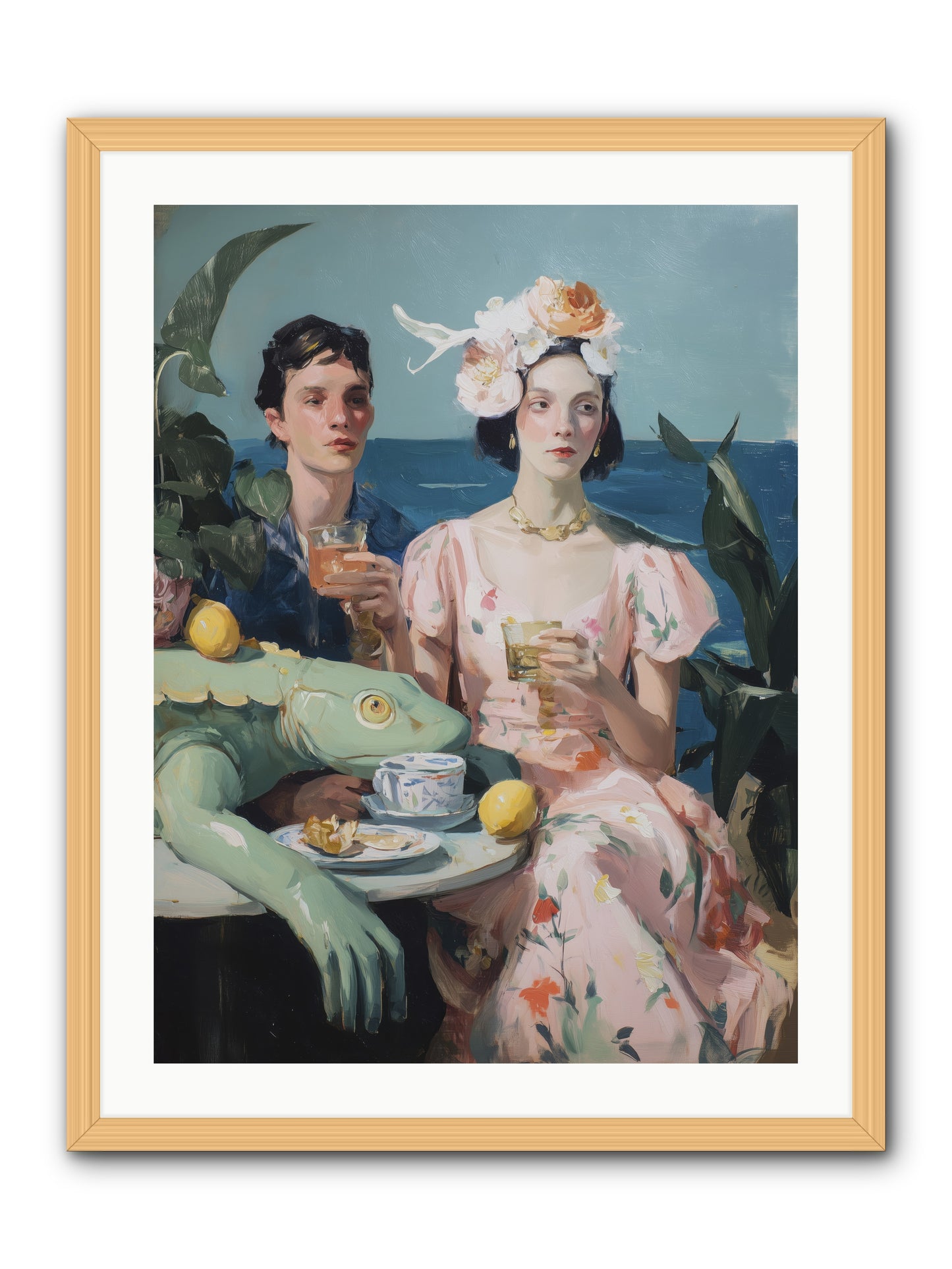 Dinner Party Plot Twist -- Framed Print - Natural 24x32