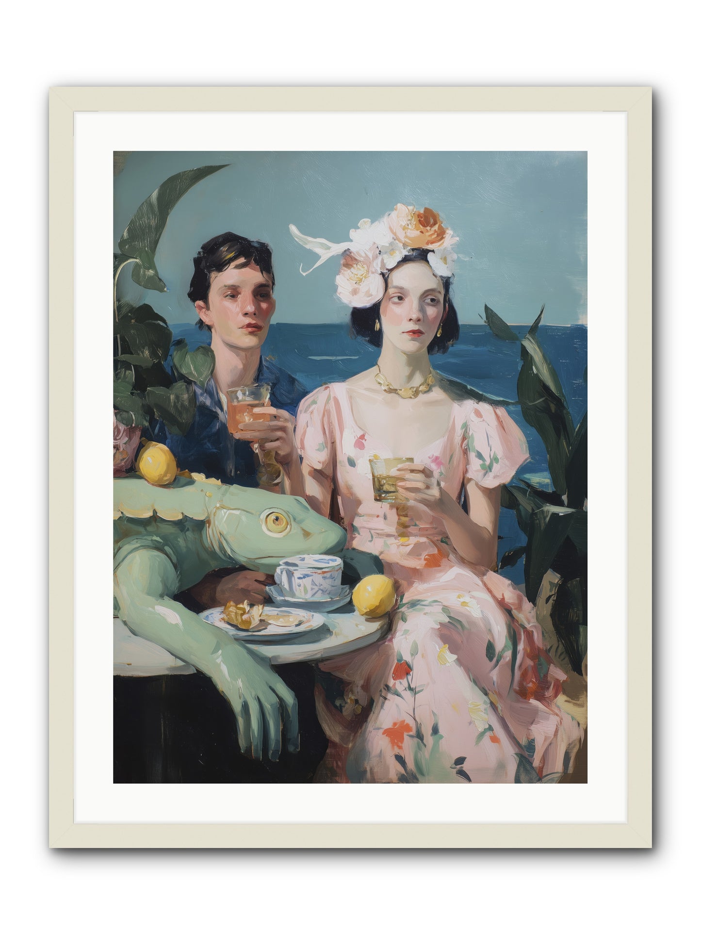 Dinner Party Plot Twist -- Framed Print - White 24x32