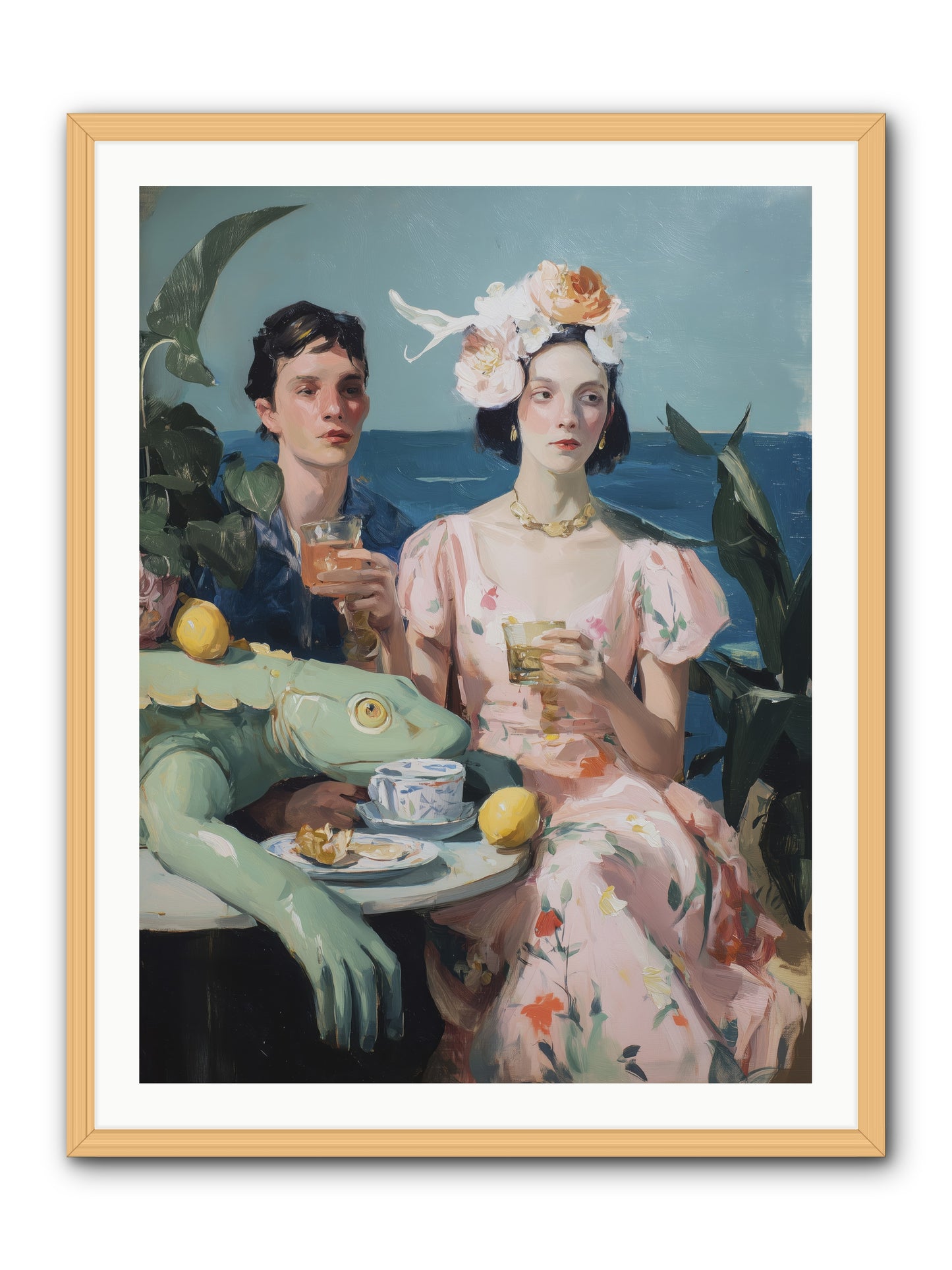 Dinner Party Plot Twist -- Framed Print - Natural 30x40