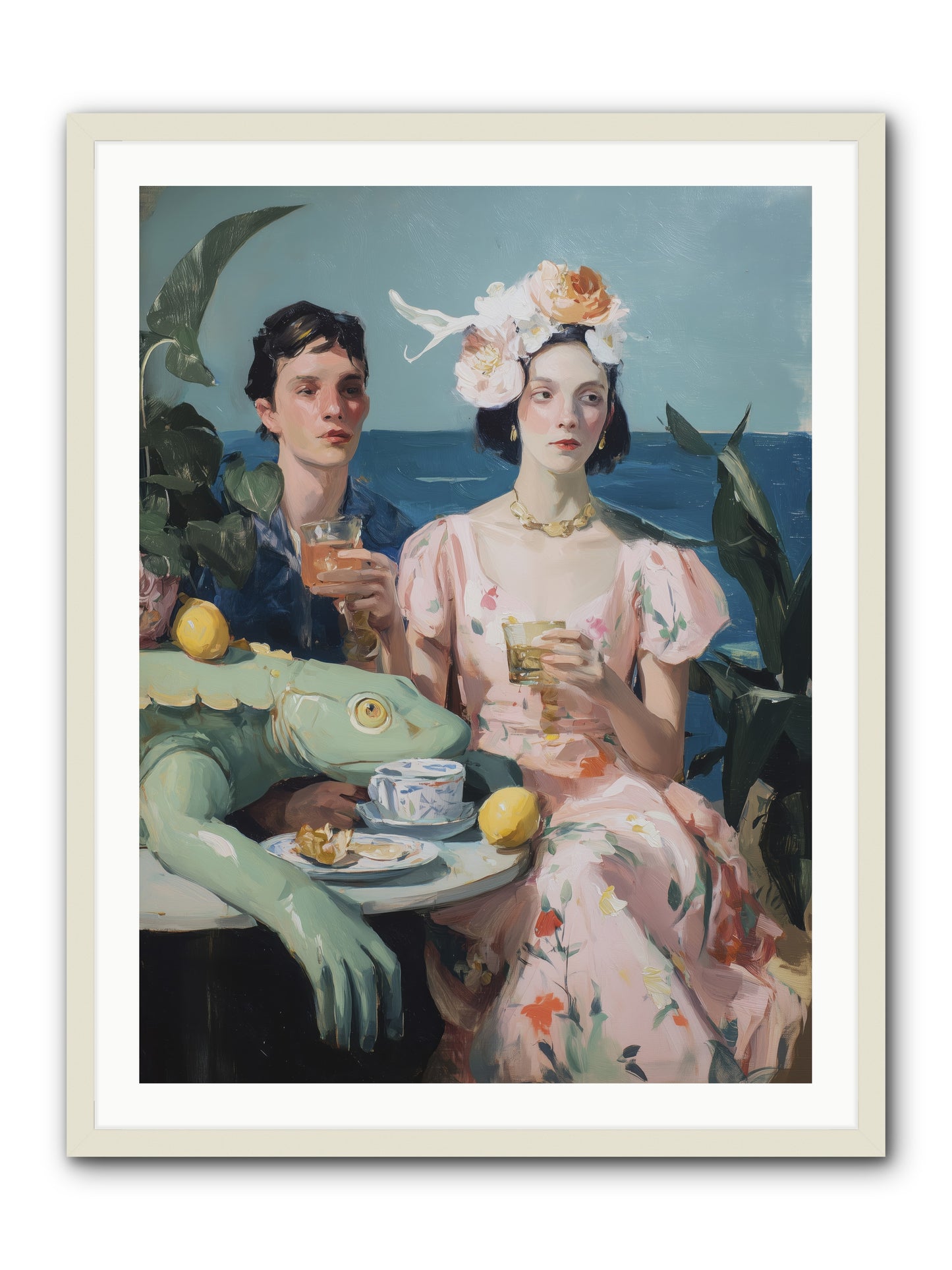 Dinner Party Plot Twist -- Framed Print - White 30x40