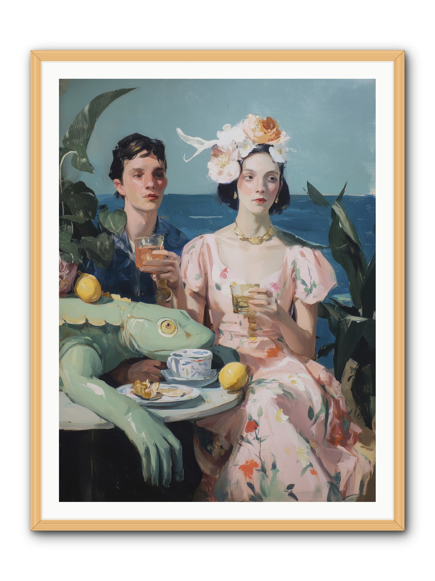 Dinner Party Plot Twist -- Framed Print - Natural 36x48