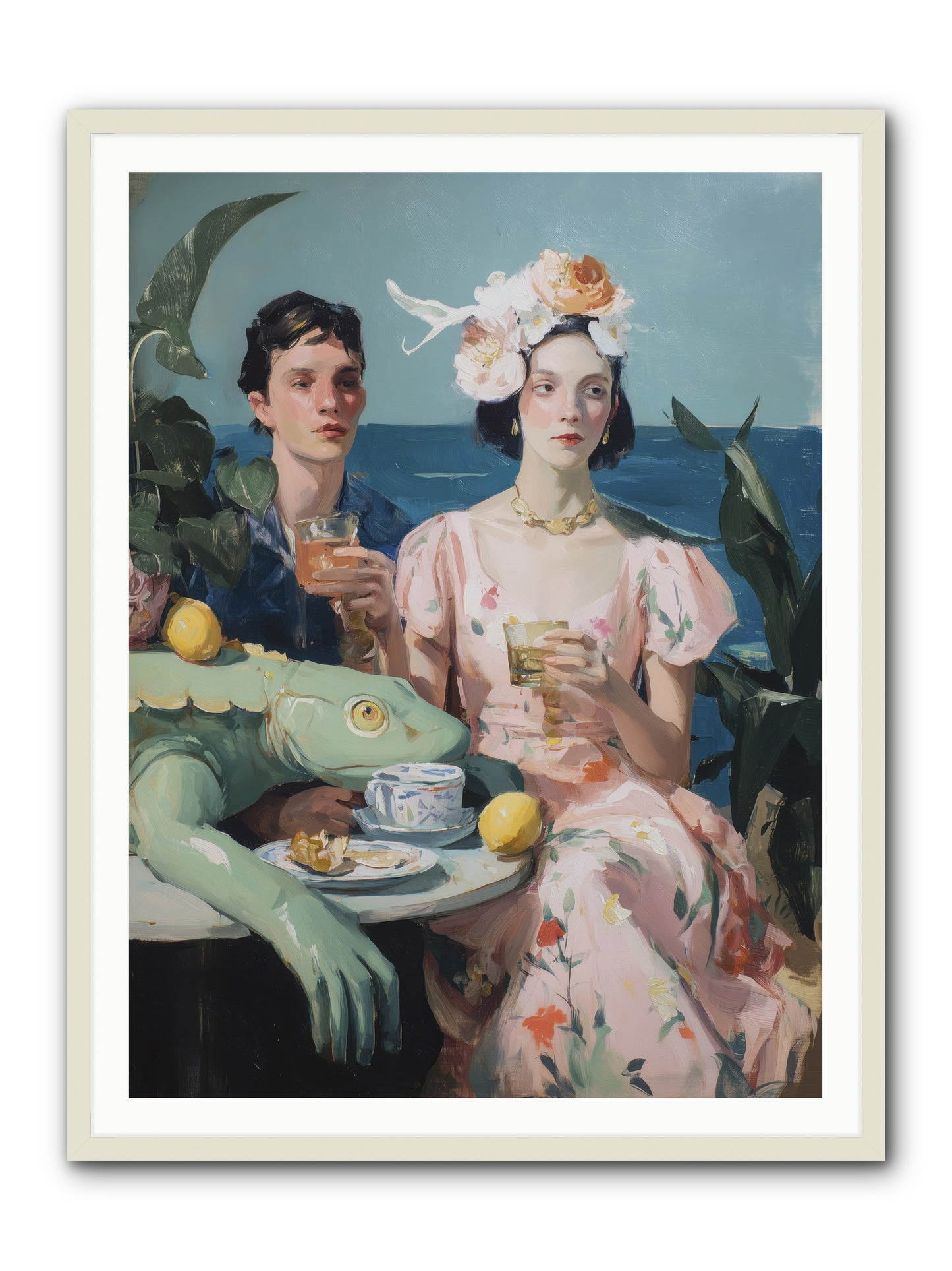 Dinner Party Plot Twist -- Framed Print - White 36x48