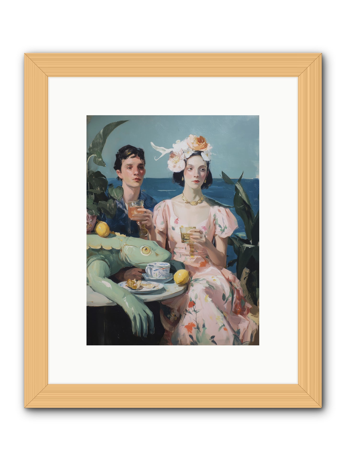 Dinner Party Plot Twist -- Framed Print - Natural 9x12