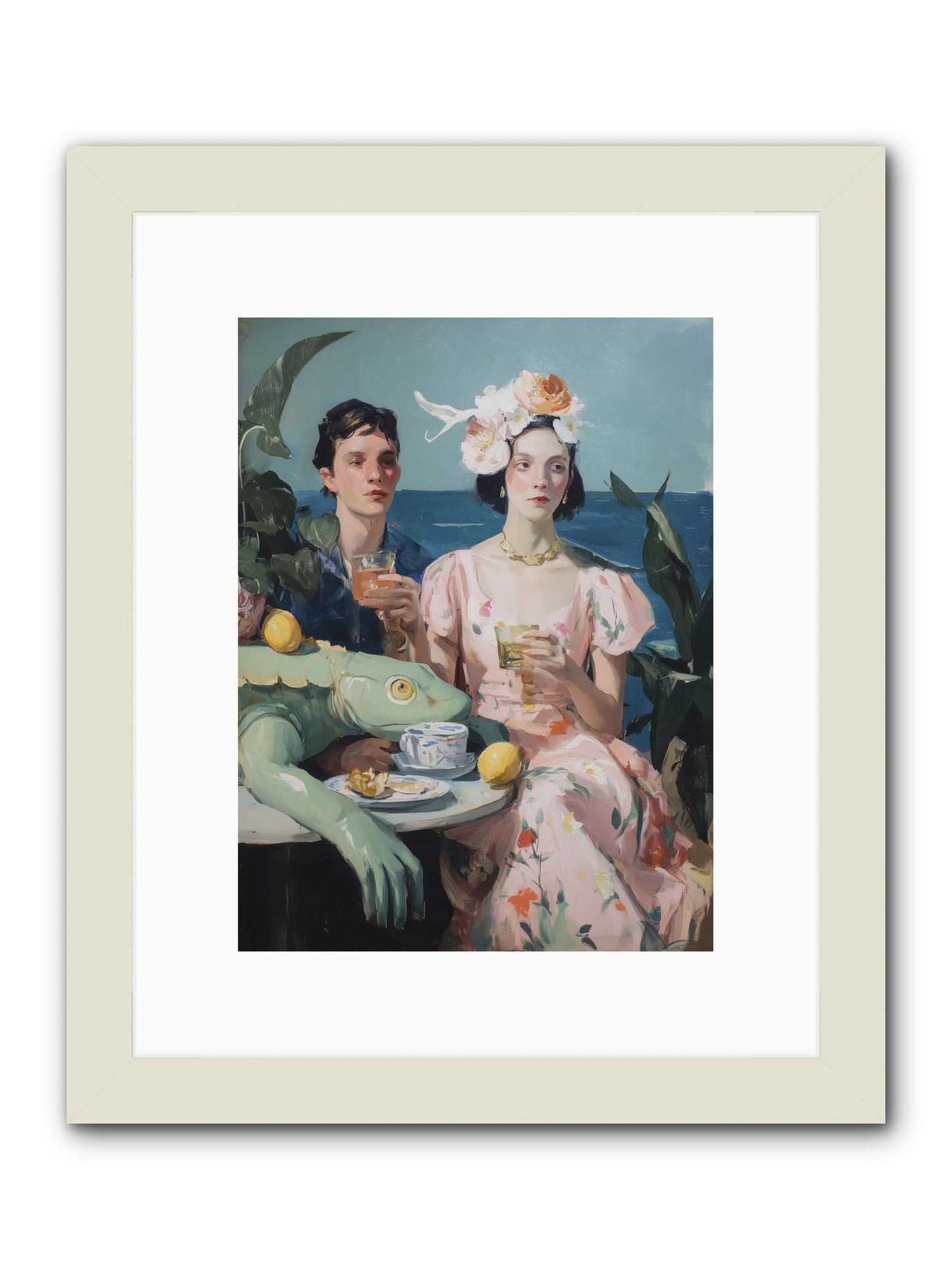 Dinner Party Plot Twist -- Framed Print - White 9x12