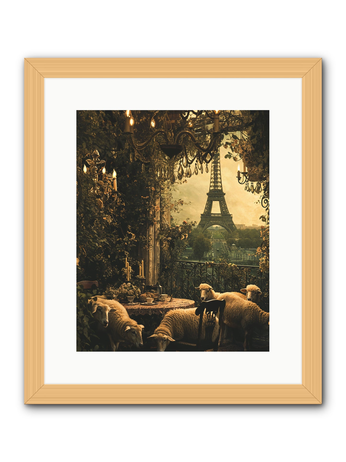 Dinner With A View -- Framed Print - Natural 12x15
