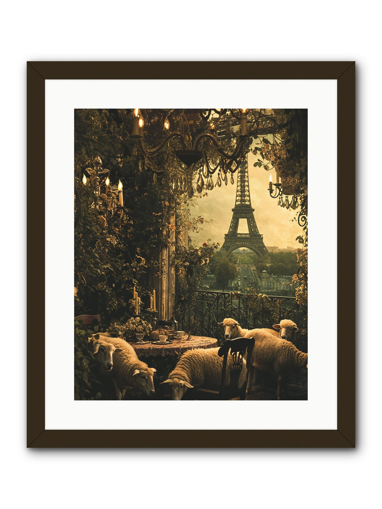 Dinner With A View -- Framed Print - Black 16x20
