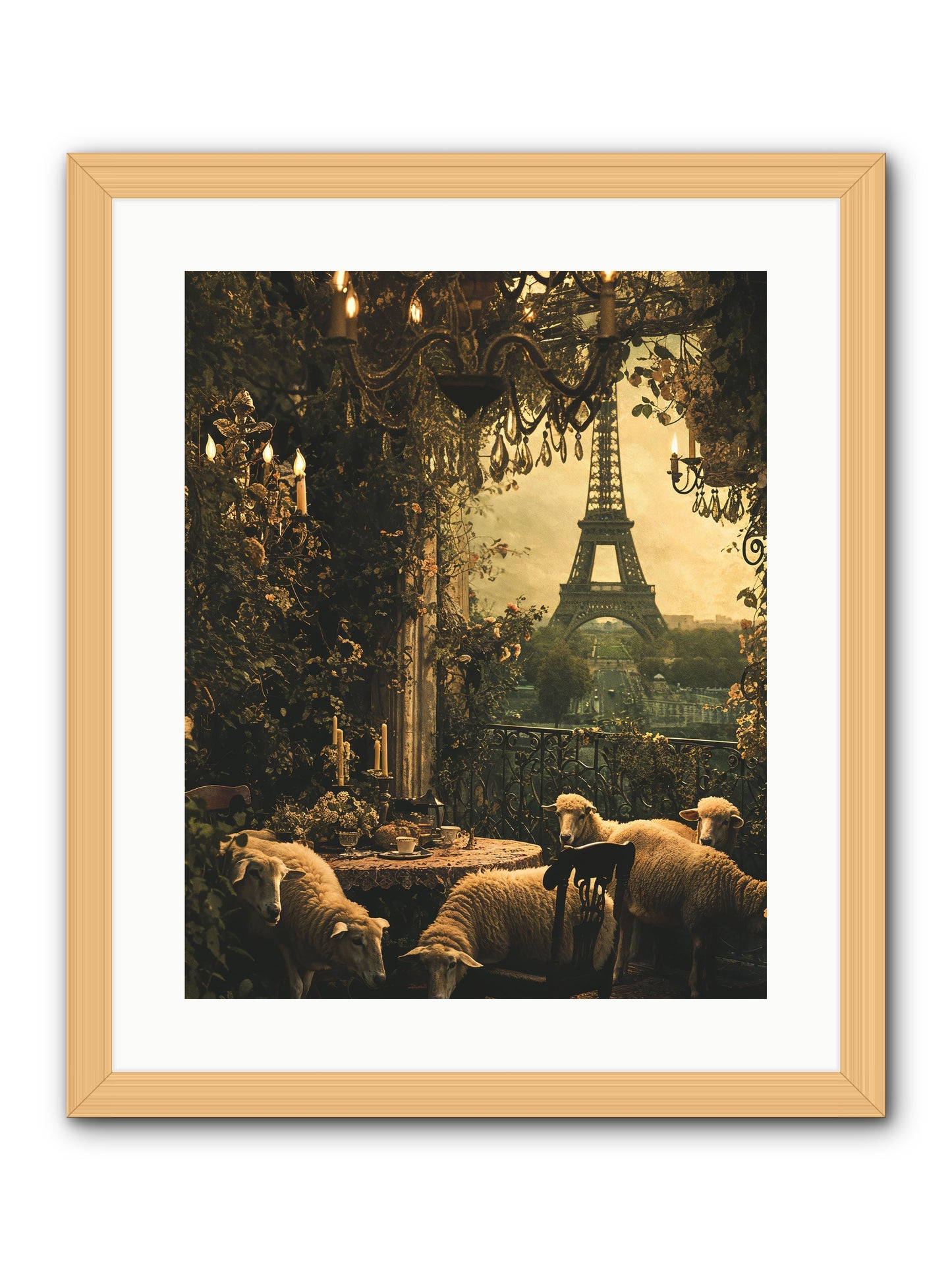 Dinner With A View -- Framed Print - Natural 16x20