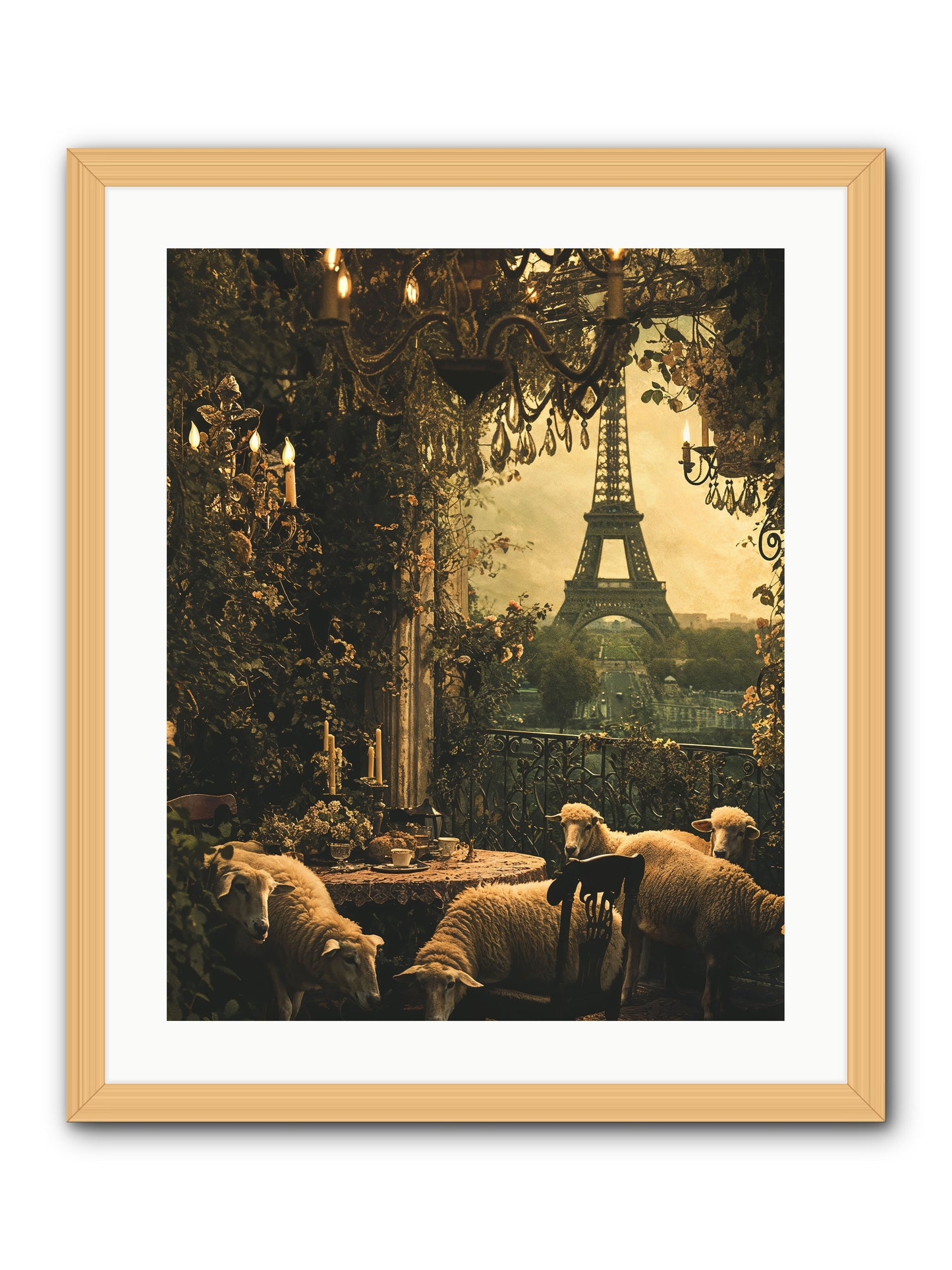Dinner With A View -- Framed Print - Natural 20x25