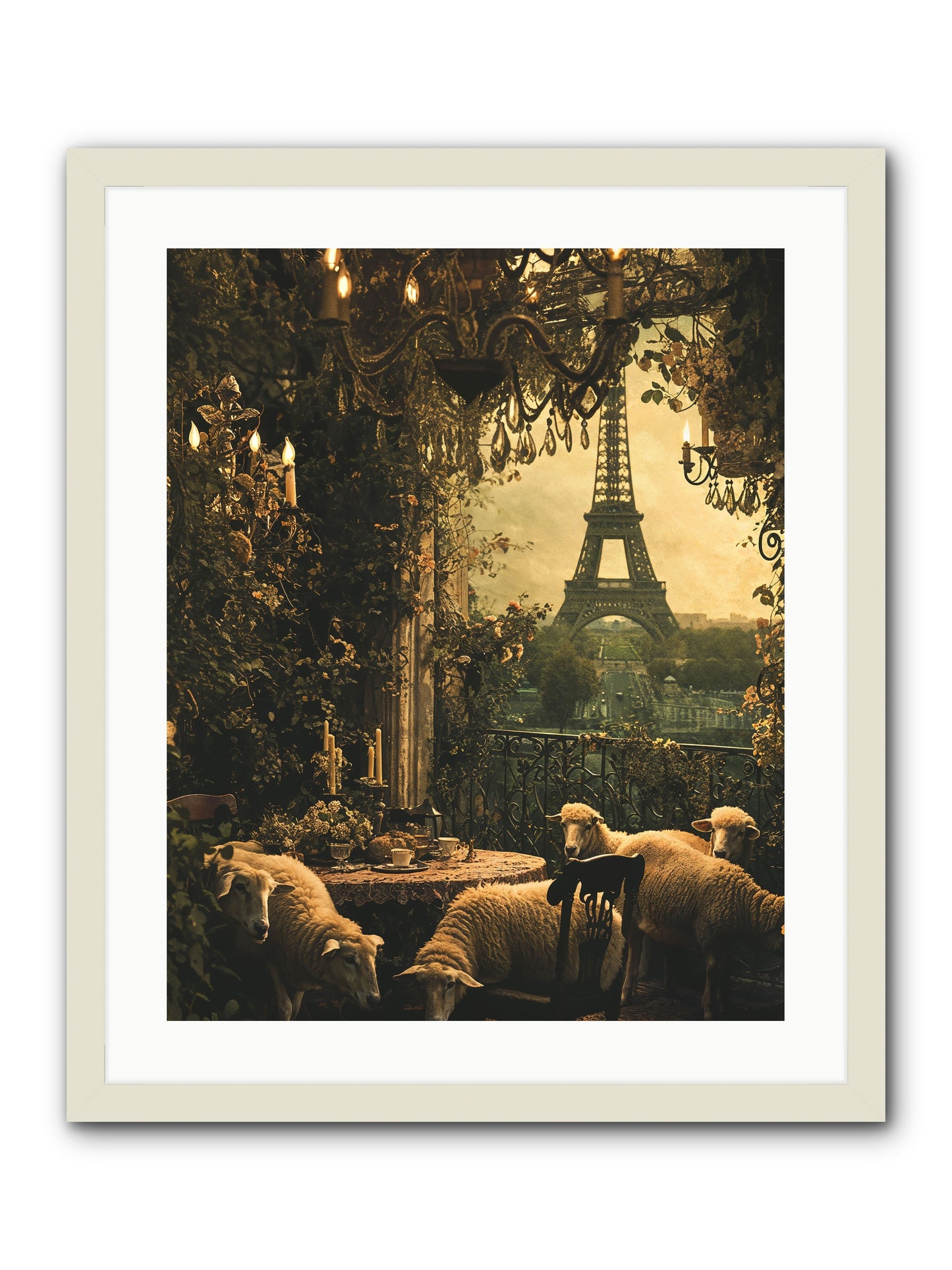 Dinner With A View -- Framed Print - White 20x25