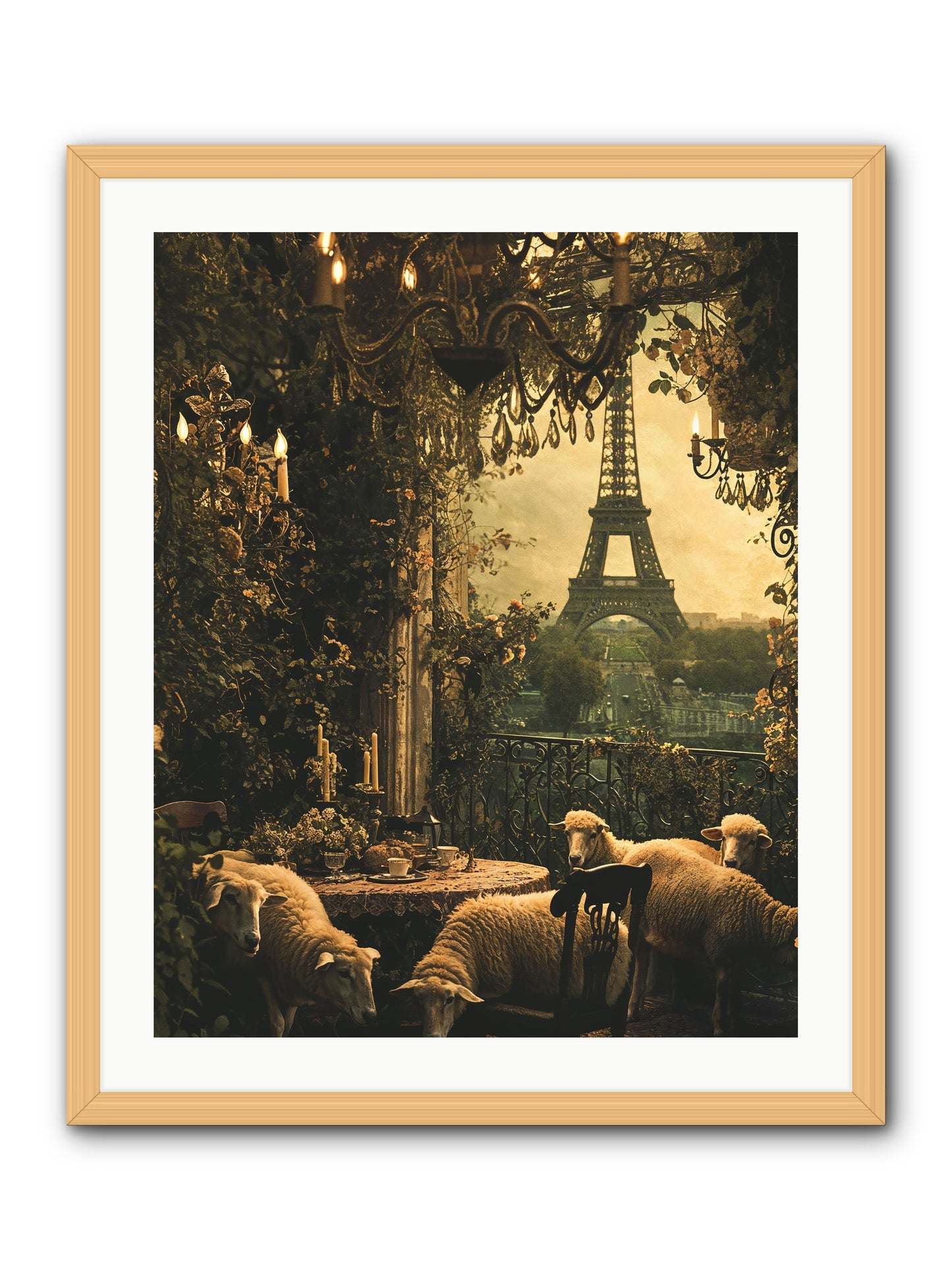 Dinner With A View -- Framed Print - Natural 24x30
