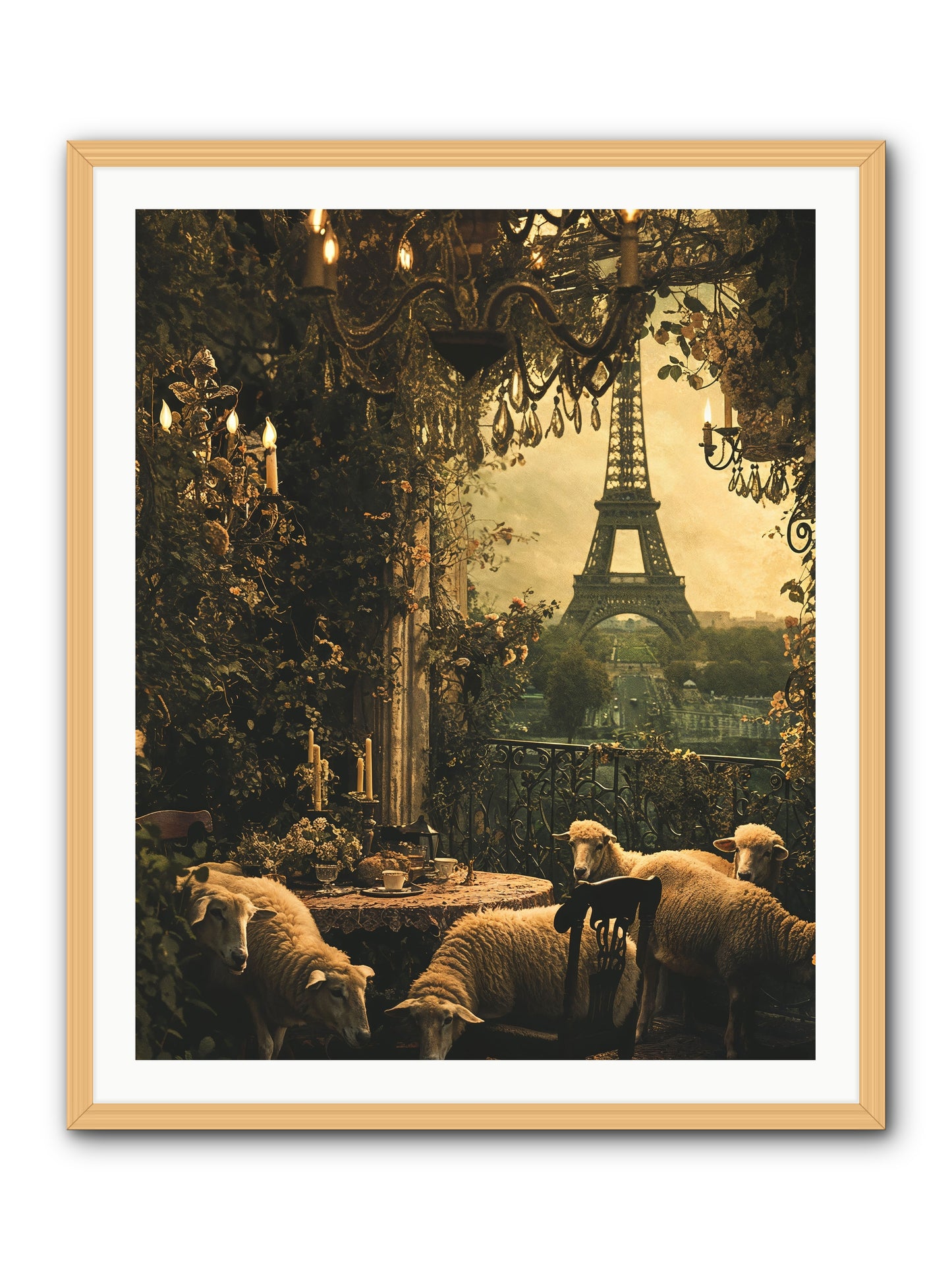 Dinner With A View -- Framed Print - Natural 32x40