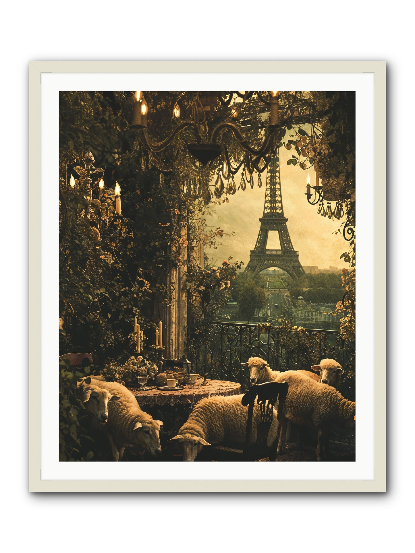 Dinner With A View -- Framed Print - White 32x40