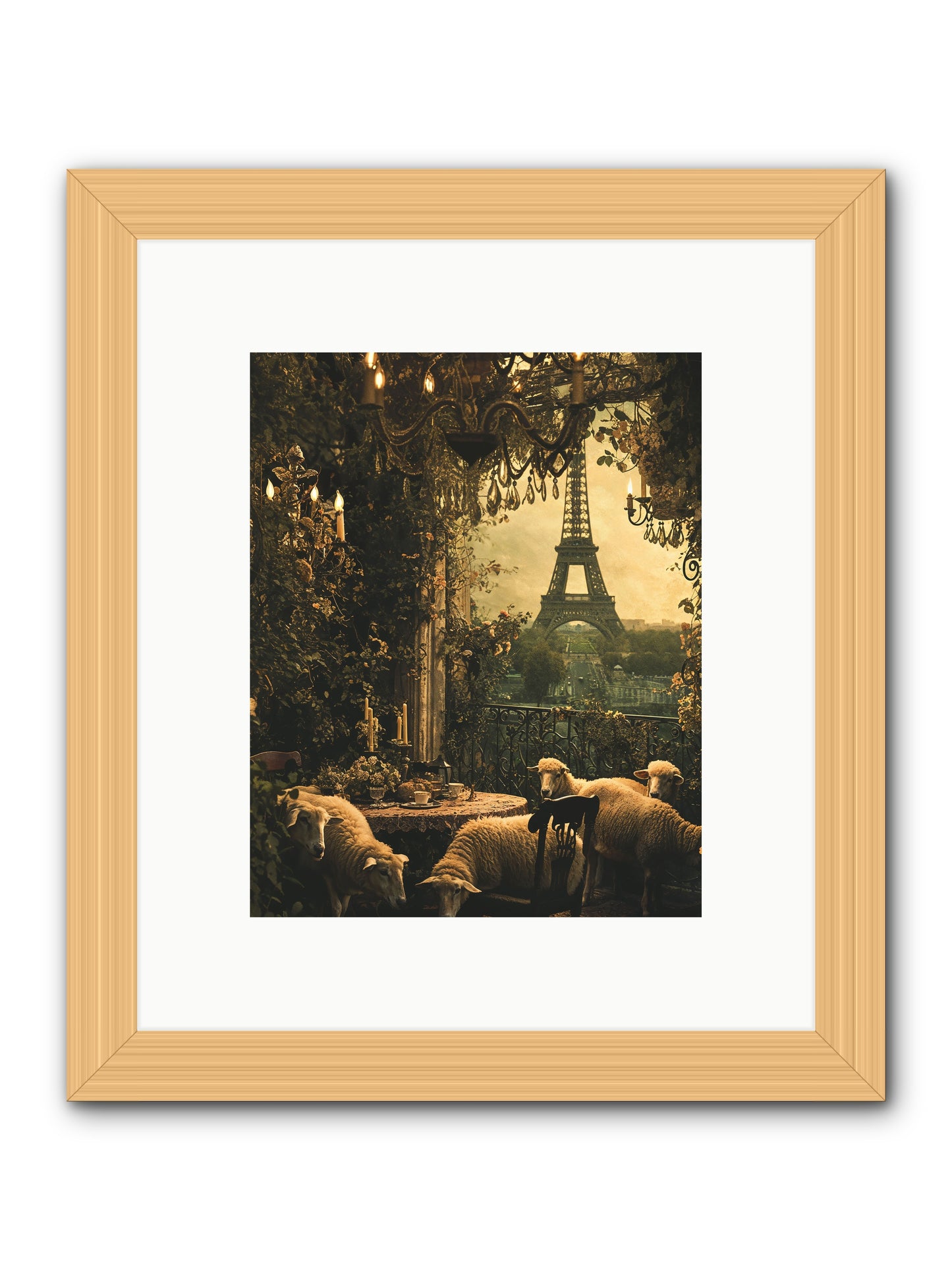Dinner With A View -- Framed Print - Natural 8x10