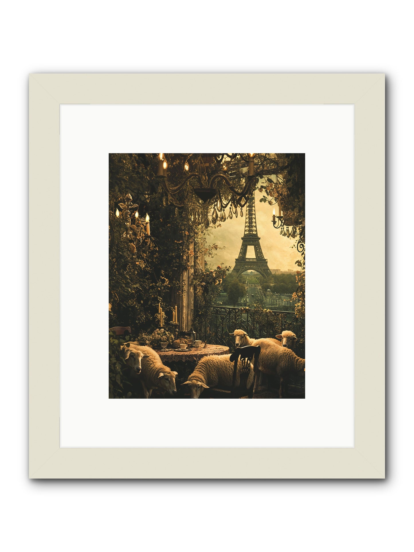 Dinner With A View -- Framed Print - White 8x10