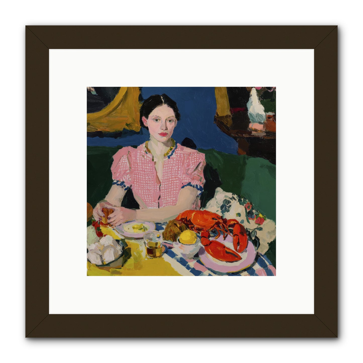 Dinner as Theater -- Framed Print - Black 10x10