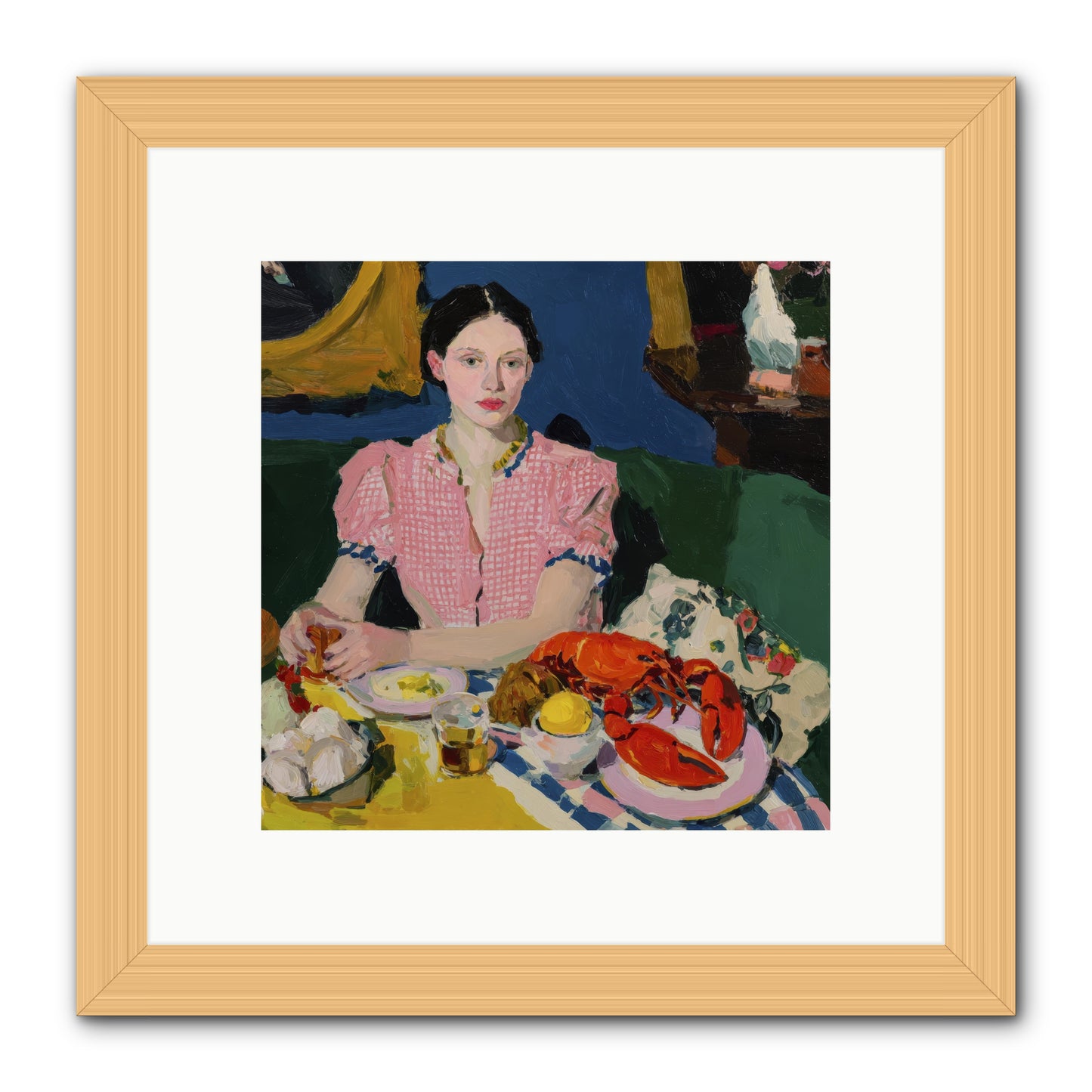 Dinner as Theater -- Framed Print - Natural 10x10