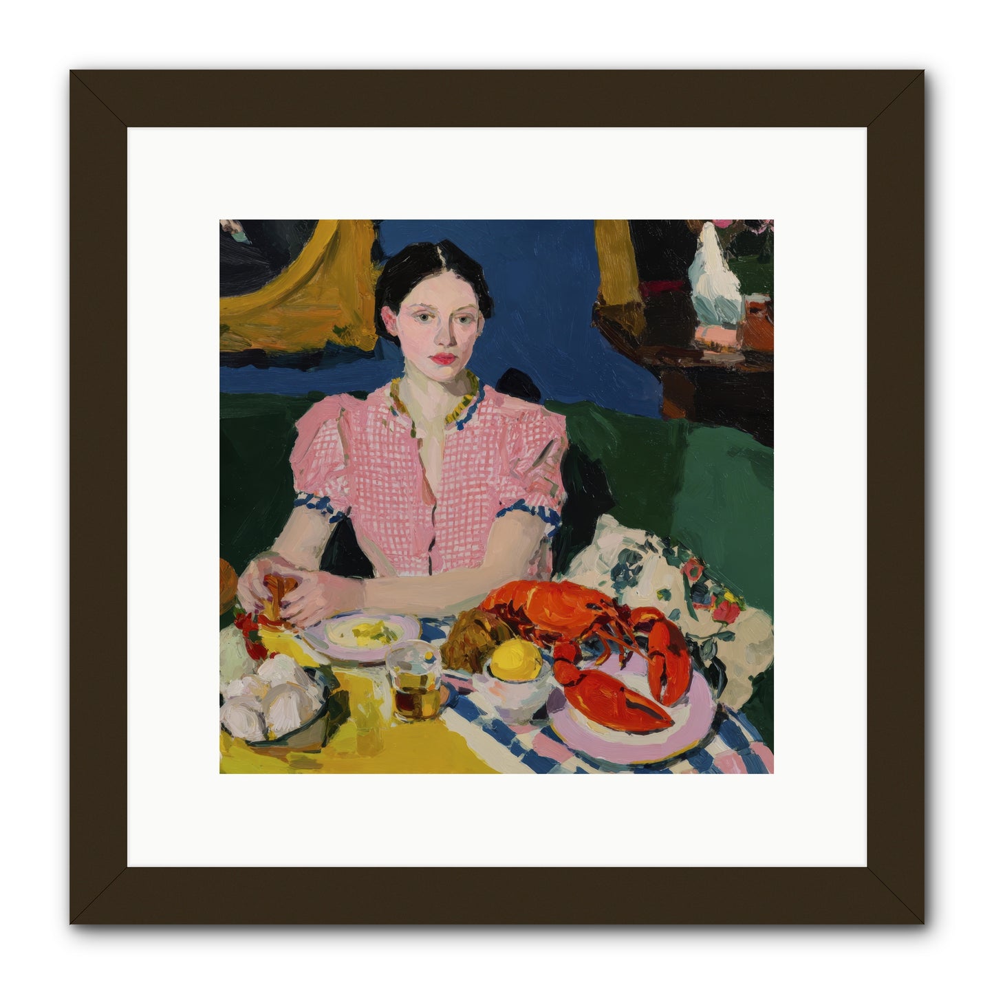 Dinner as Theater -- Framed Print - Black 12x12