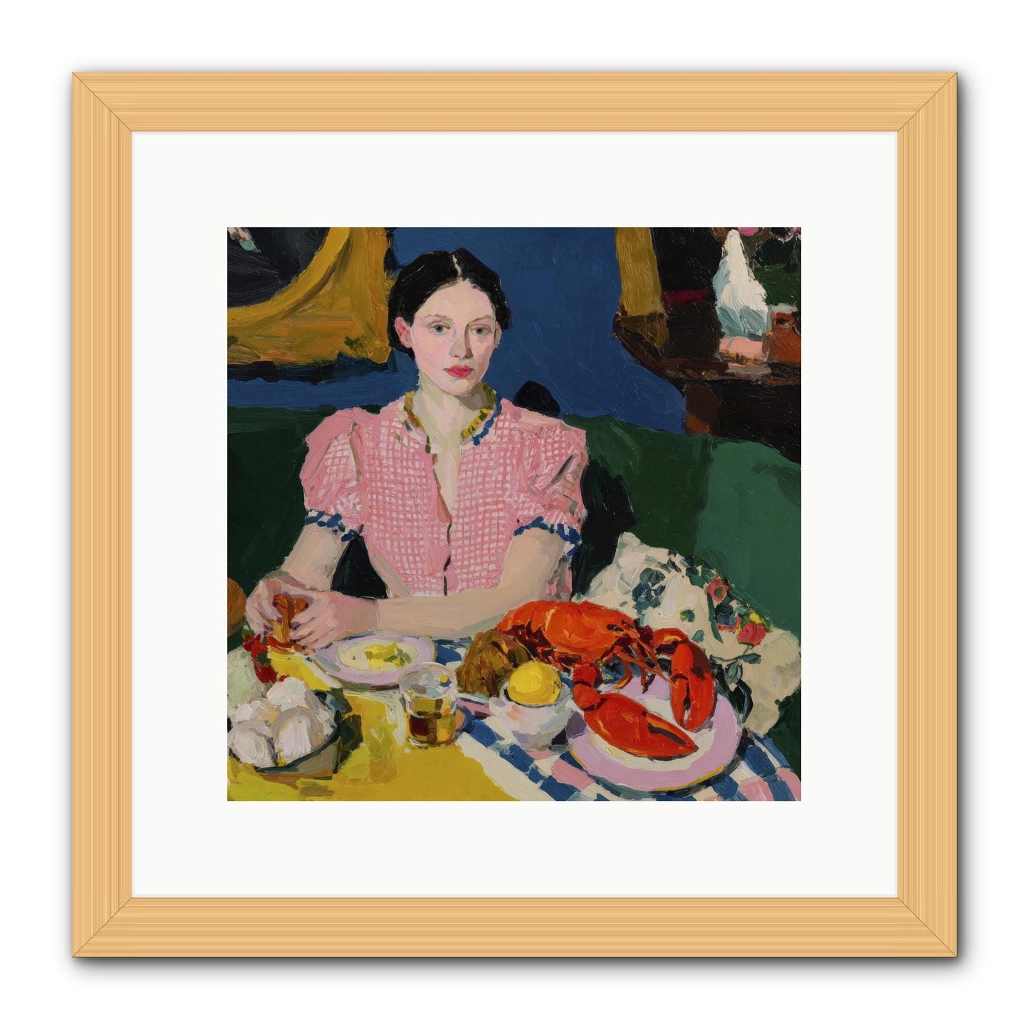 Dinner as Theater -- Framed Print - Natural 12x12