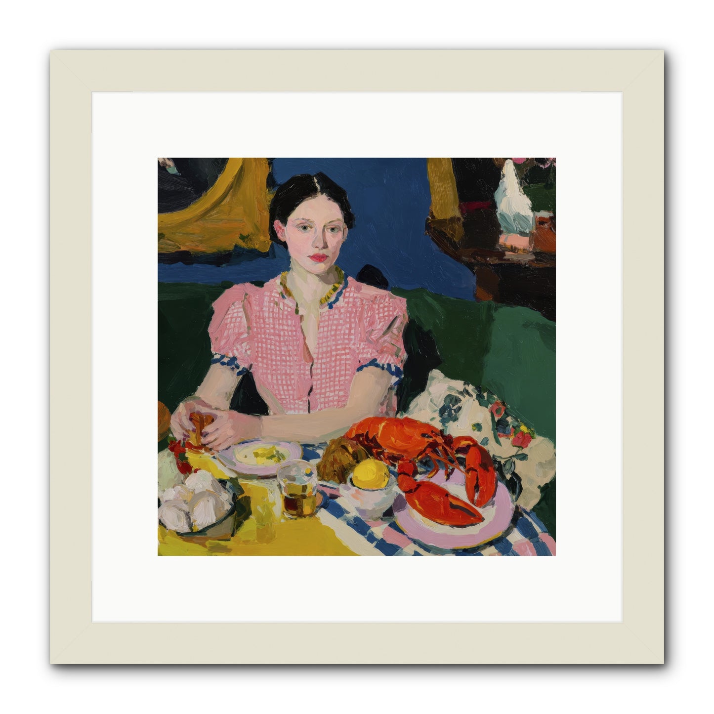 Dinner as Theater -- Framed Print - White 12x12