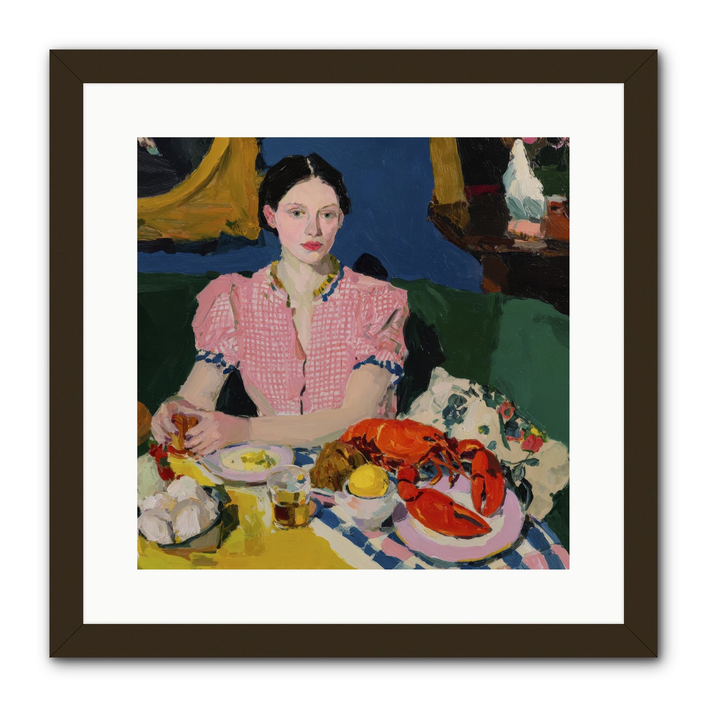 Dinner as Theater -- Framed Print - Black 16x16