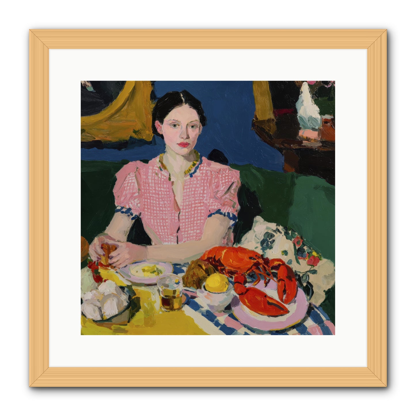 Dinner as Theater -- Framed Print - Natural 16x16