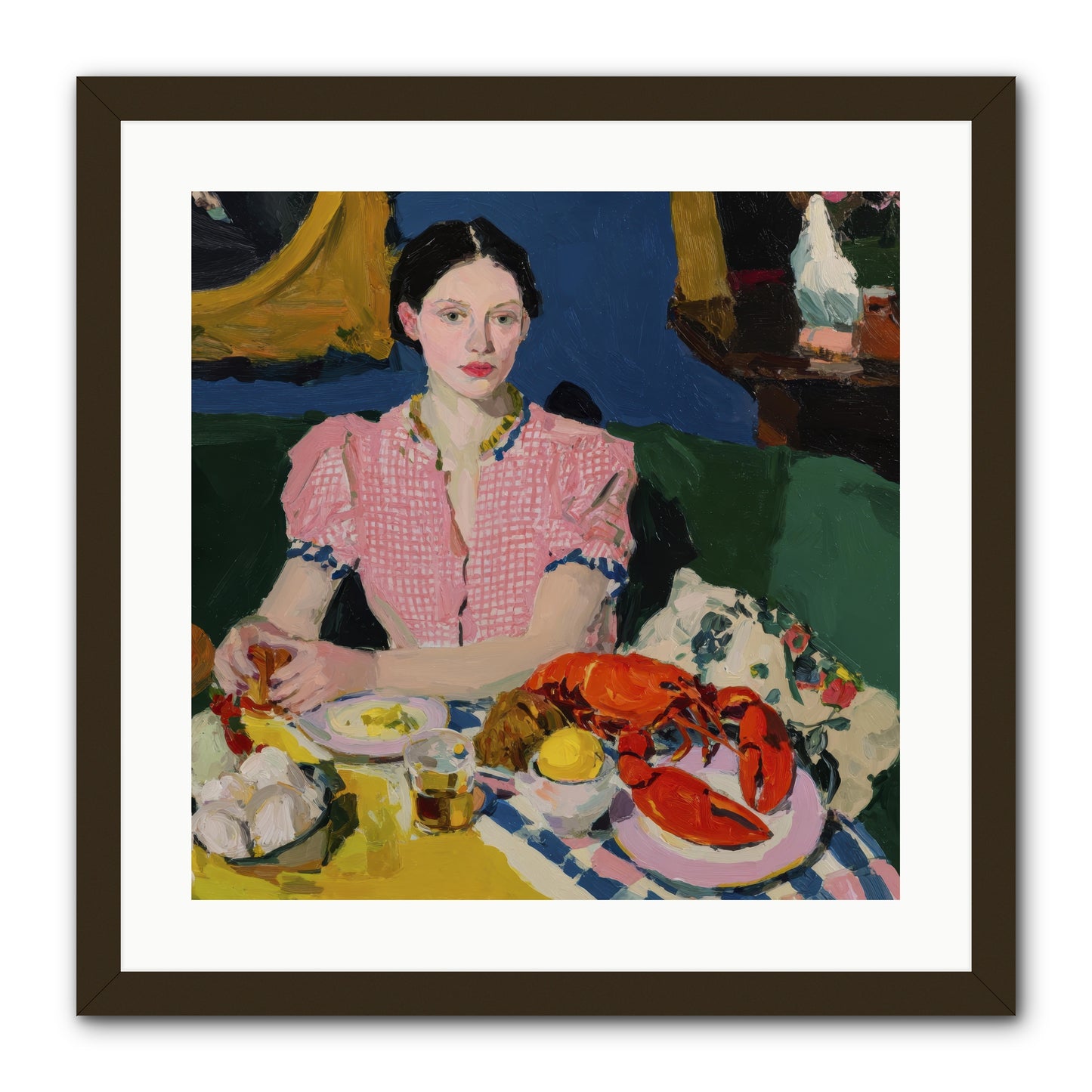 Dinner as Theater -- Framed Print - Black 20x20