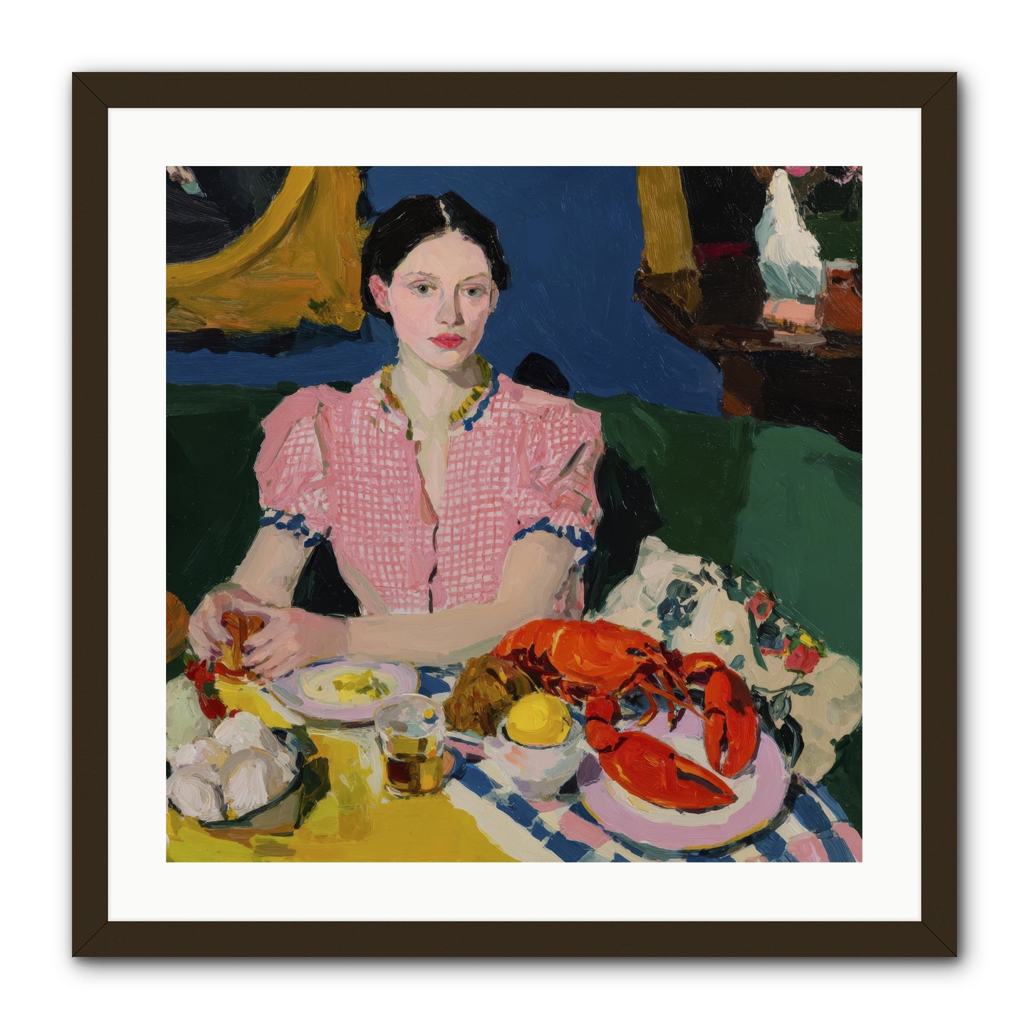 Dinner as Theater -- Framed Print - Black 24x24