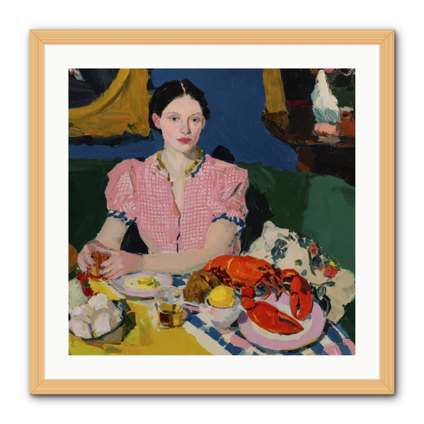 Dinner as Theater -- Framed Print - Natural 24x24