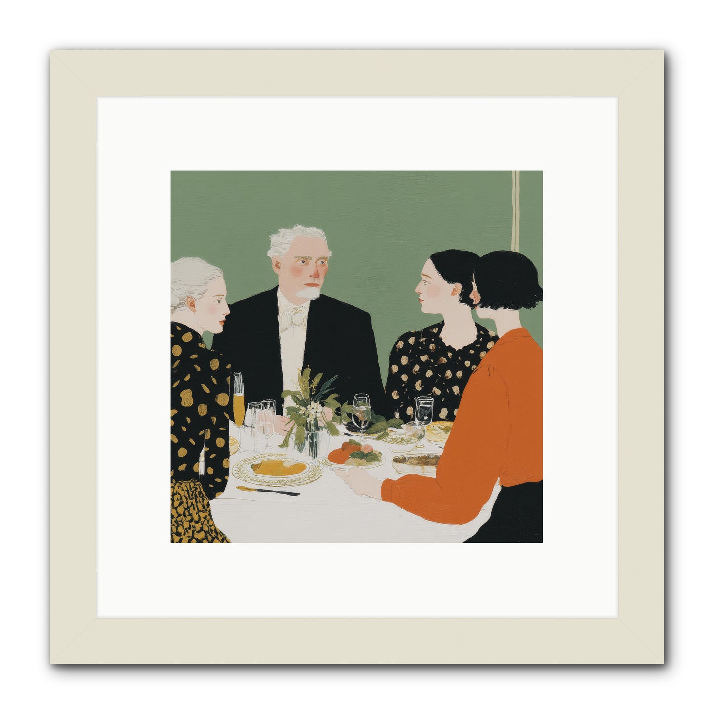 Dinner with the Naturalist -- Framed Print - White 10x10