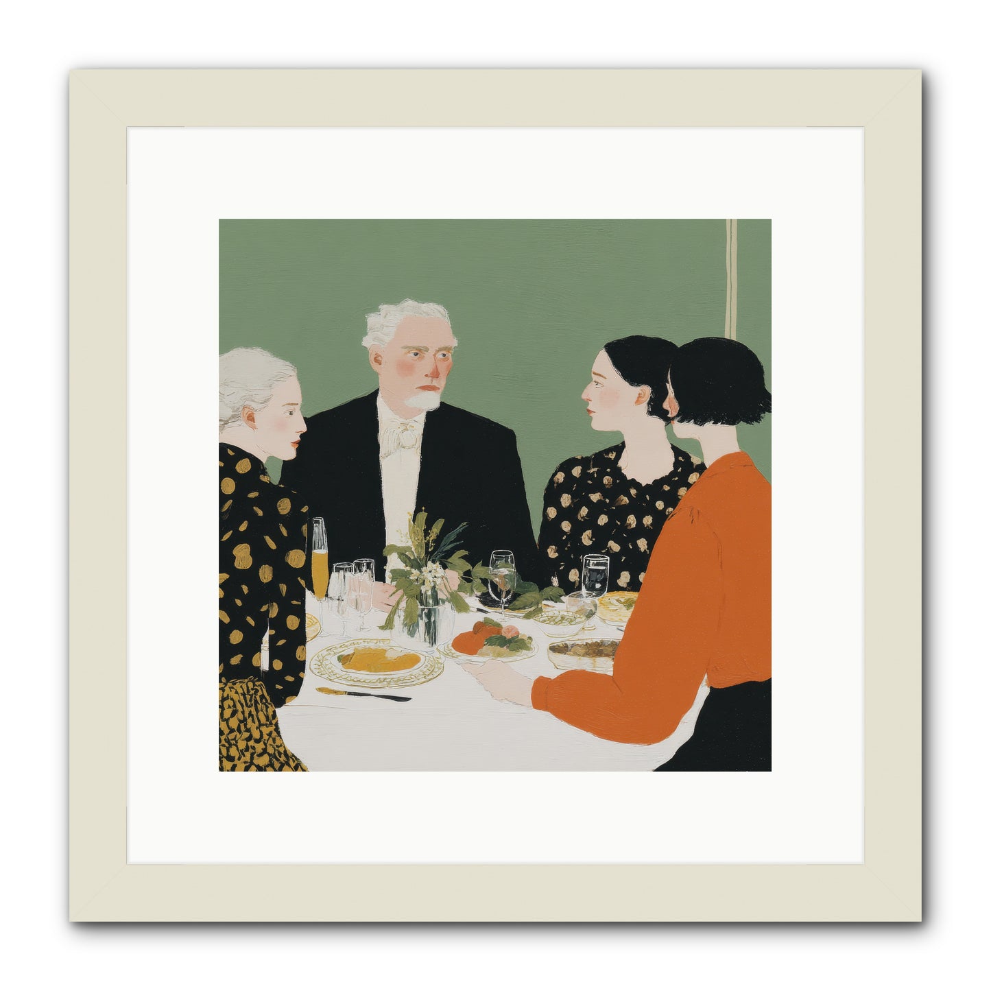Dinner with the Naturalist -- Framed Print - White 12x12
