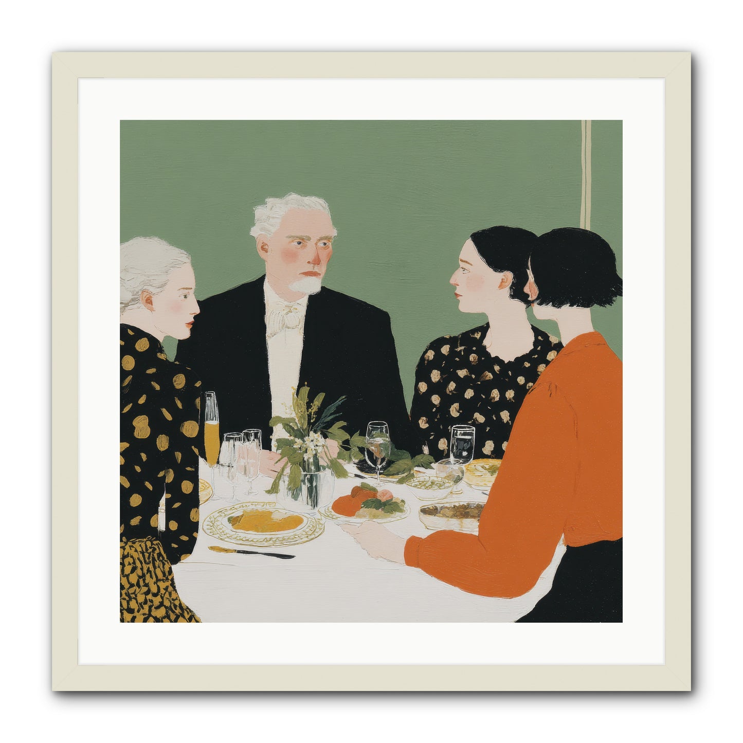Dinner with the Naturalist -- Framed Print - White 24x24
