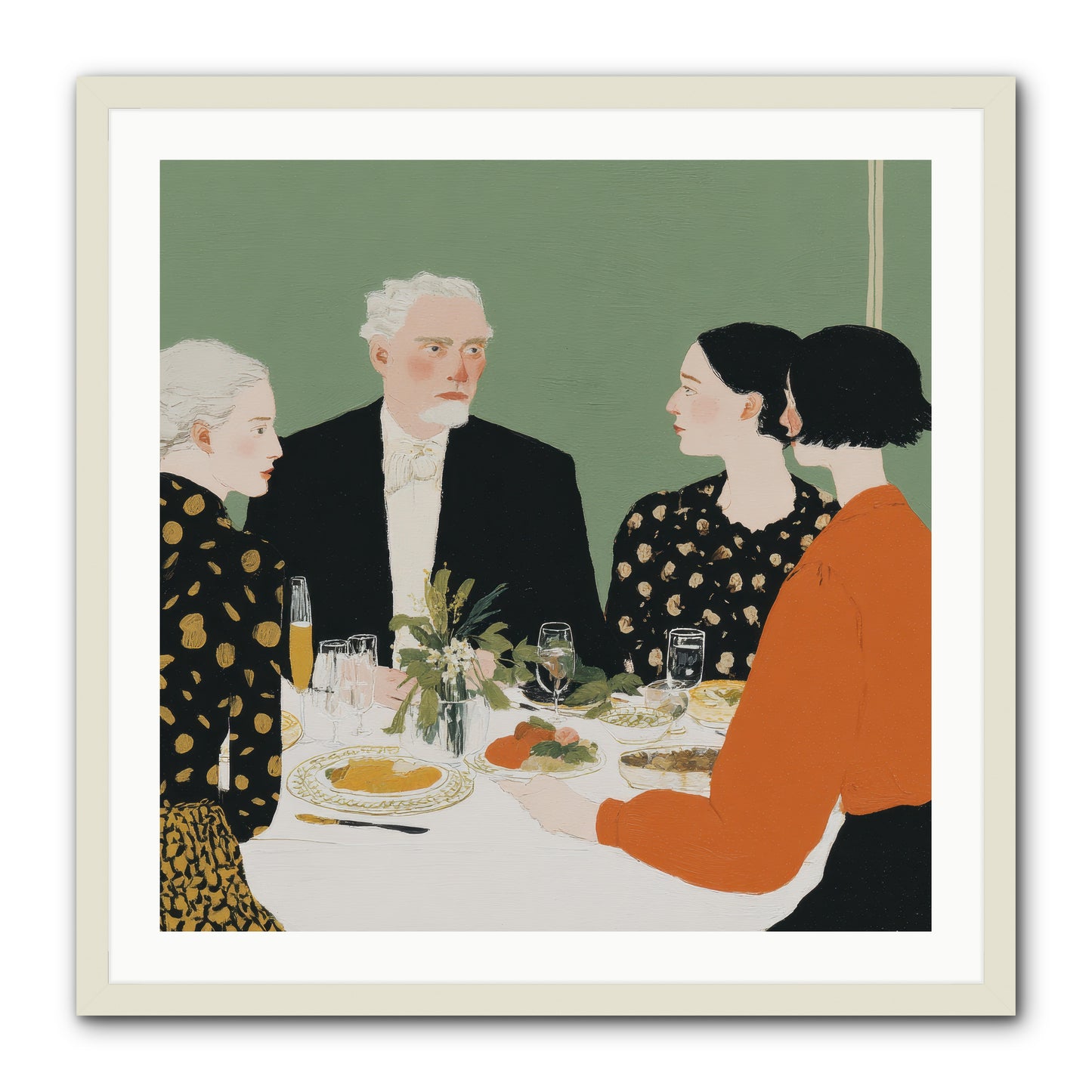 Dinner with the Naturalist -- Framed Print - White 30x30