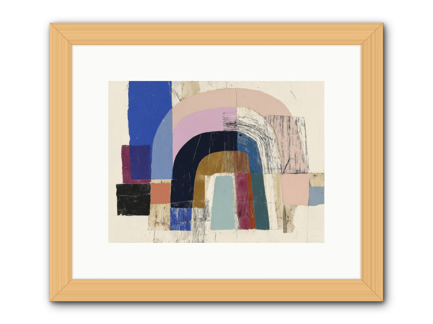 Distant Harbor -- Framed Print - Natural 12x9