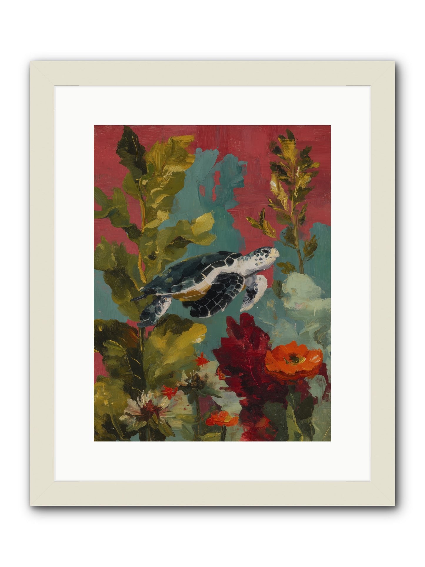 Diving Through Amber  -- Framed Print - White 12x16