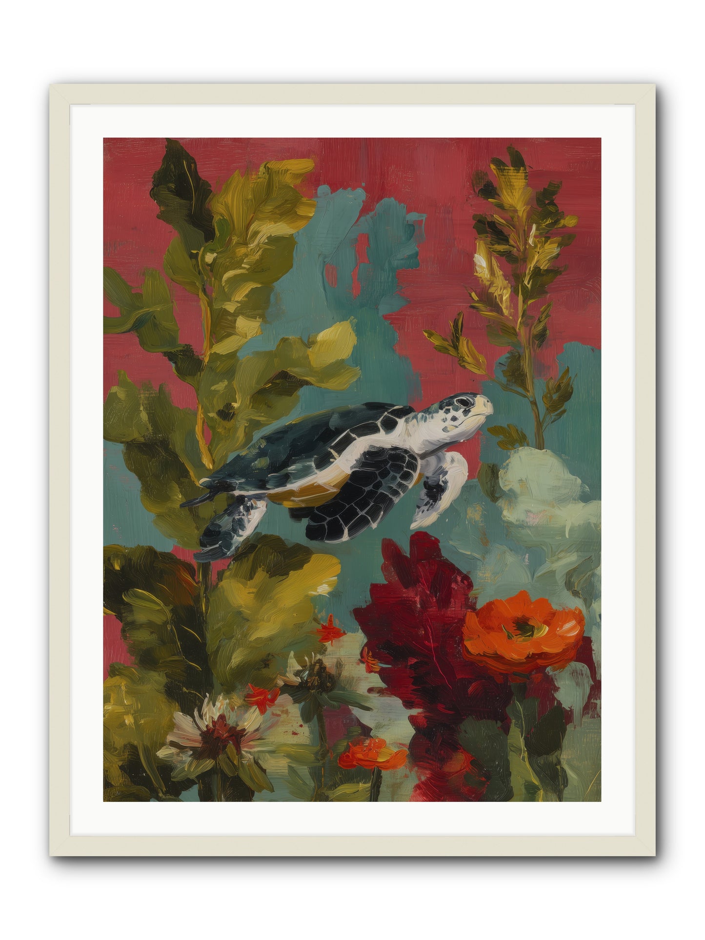 Diving Through Amber  -- Framed Print - White 30x40