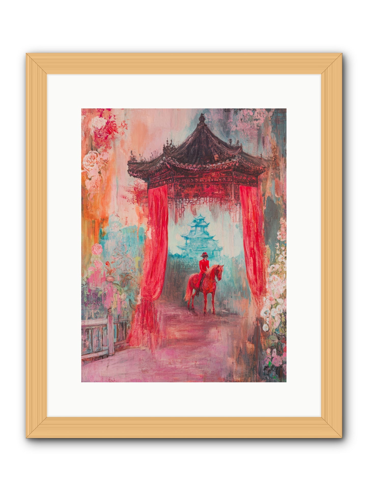 Dragons Dance At Dawn -- Framed Print - Natural 12x16