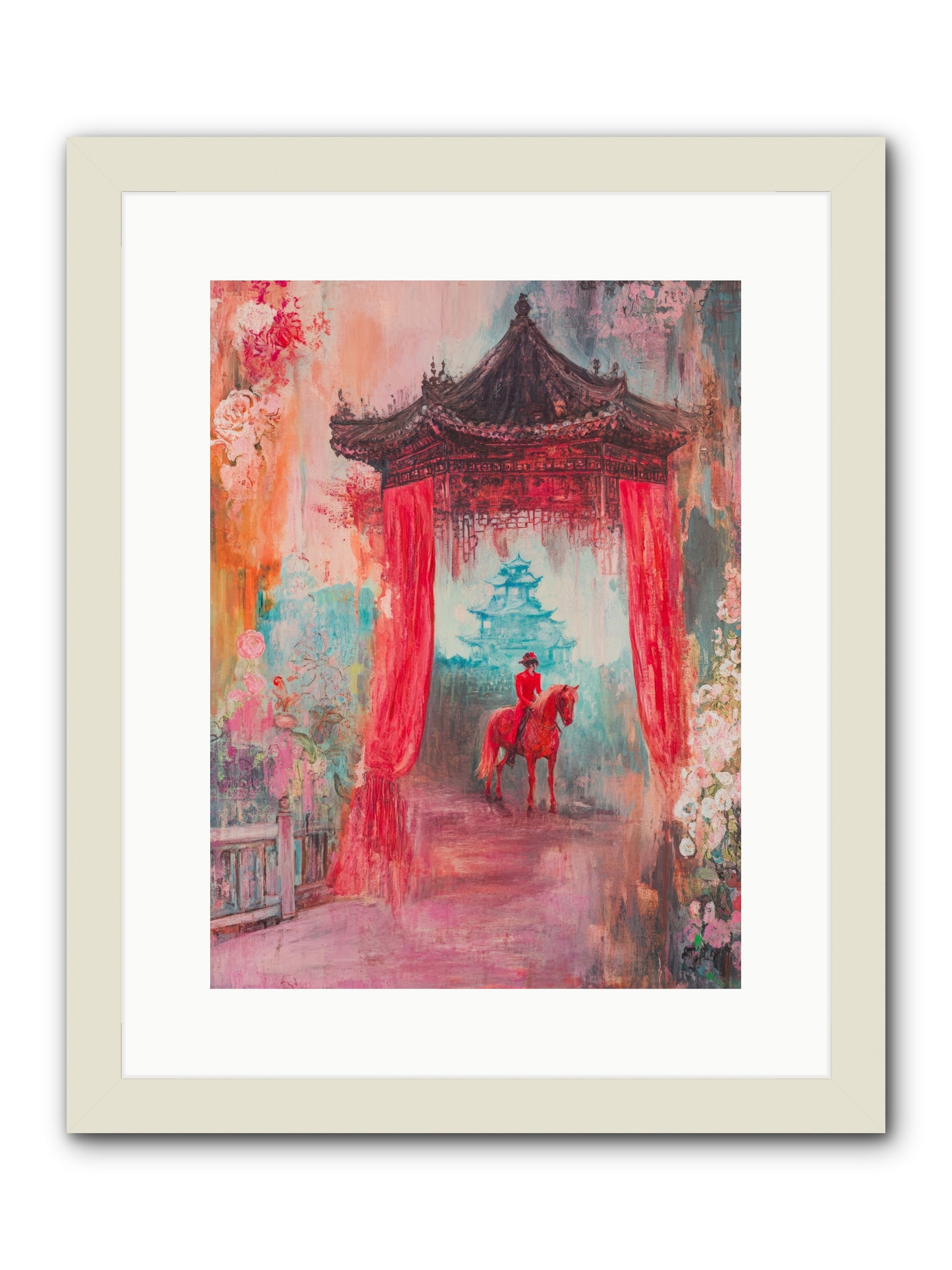 Dragons Dance At Dawn -- Framed Print - White 12x16